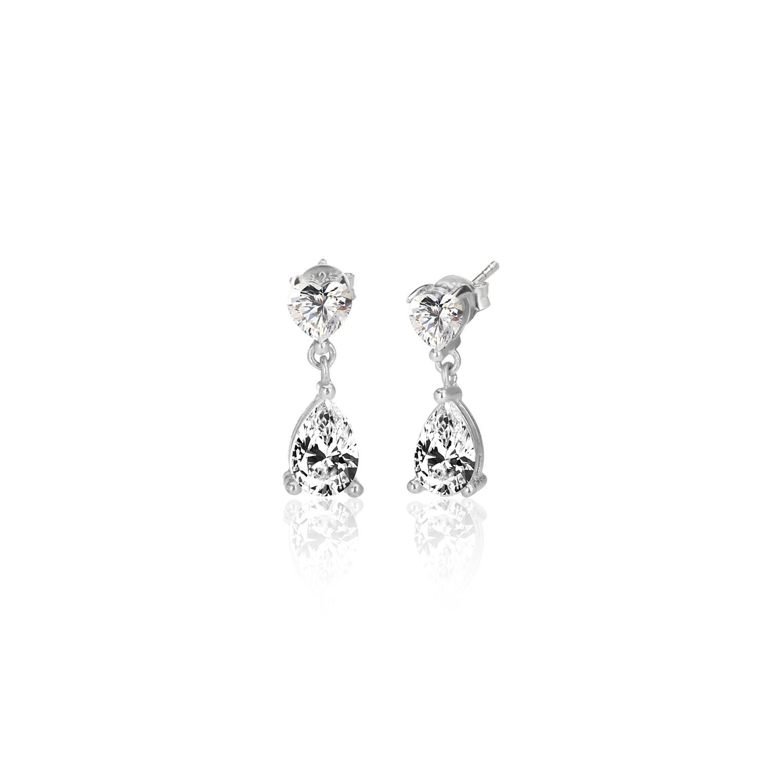 Pendientes.Plata.Lágrima/corazón.Rodio blanco