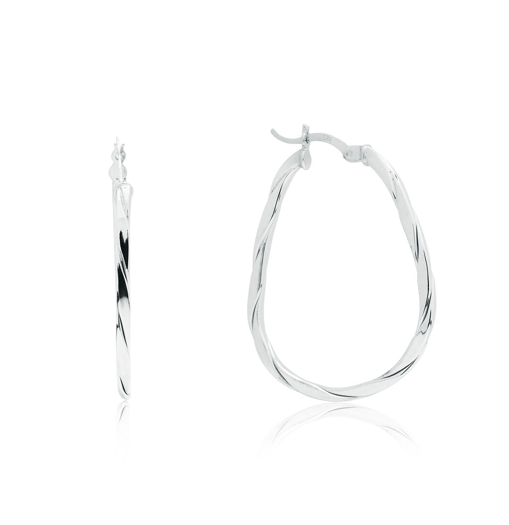 Pendientes.Plata 925 rodiada. Ovalados trnzds 3cm.