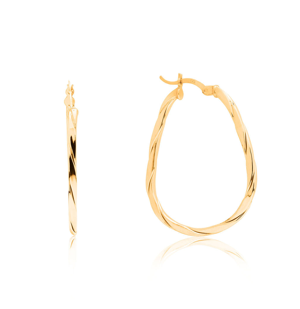 Pendientes.Plata 925 dorada. Ovalados trnzds 3cm.