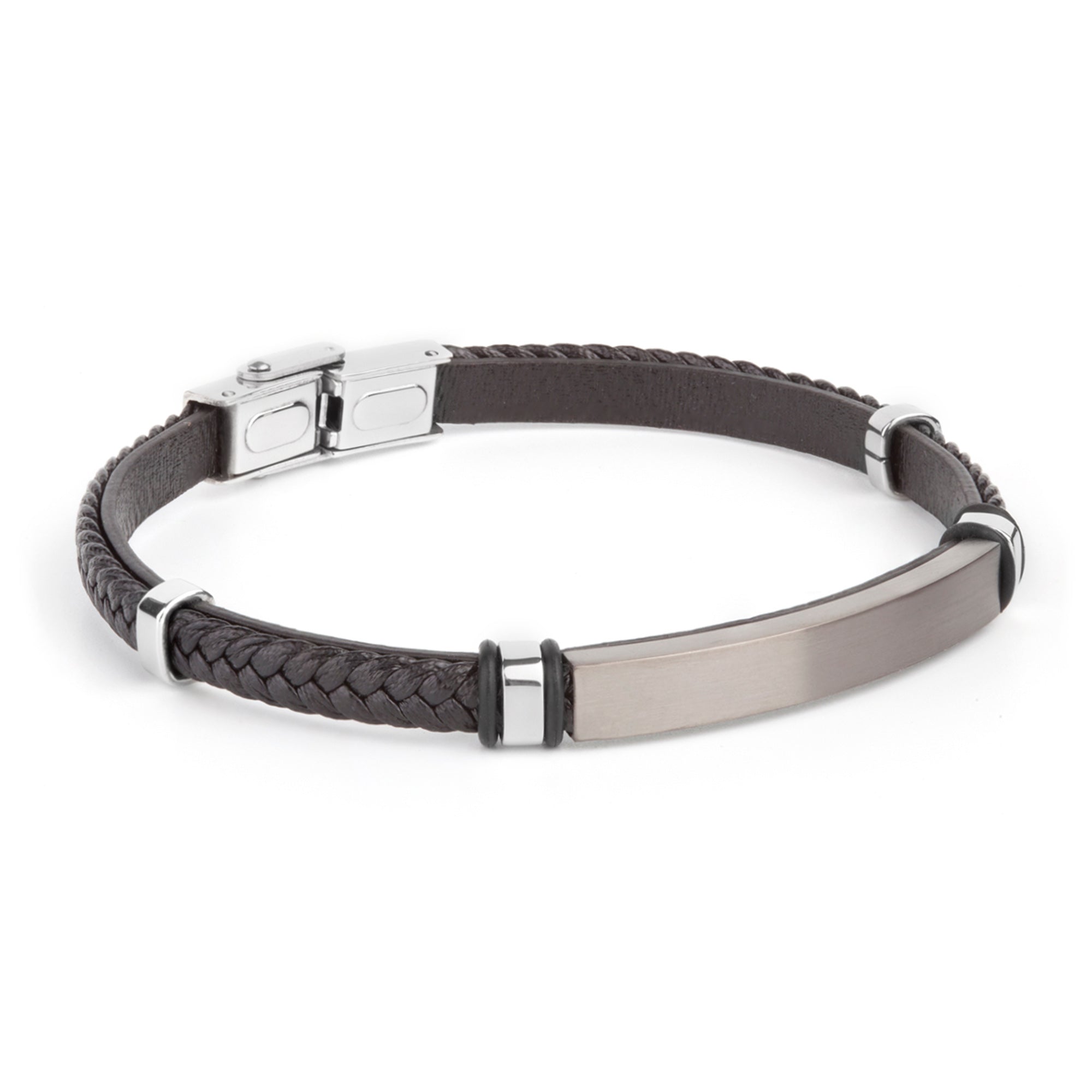 Pulsera de hombre piel negra con placa acero