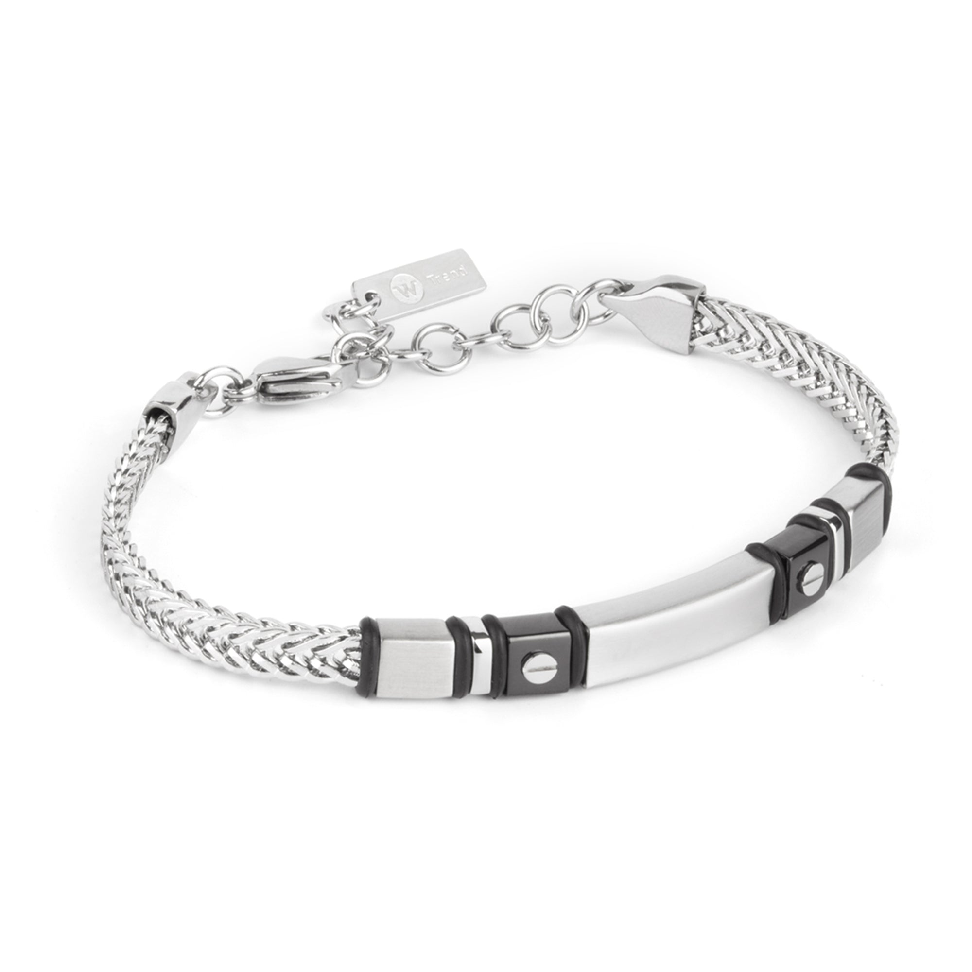 Pulsera de hombre de acero con placa