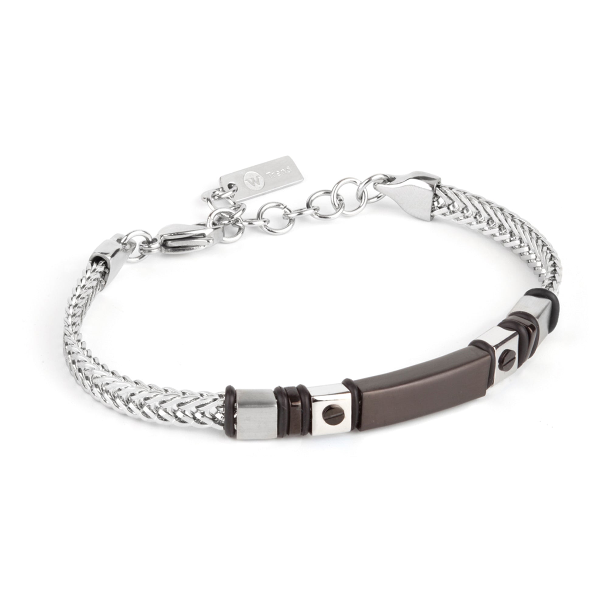 Pulsera de hombre de acero con placa