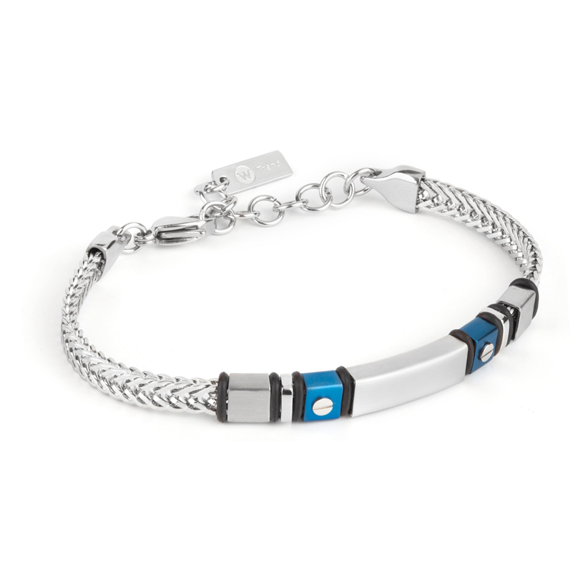 Pulsera de hombre de acero con placa