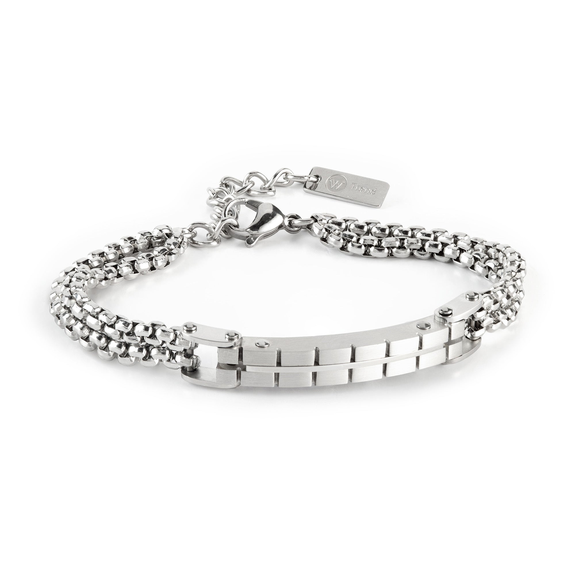 Pulsera de hombre de acero con placa acero