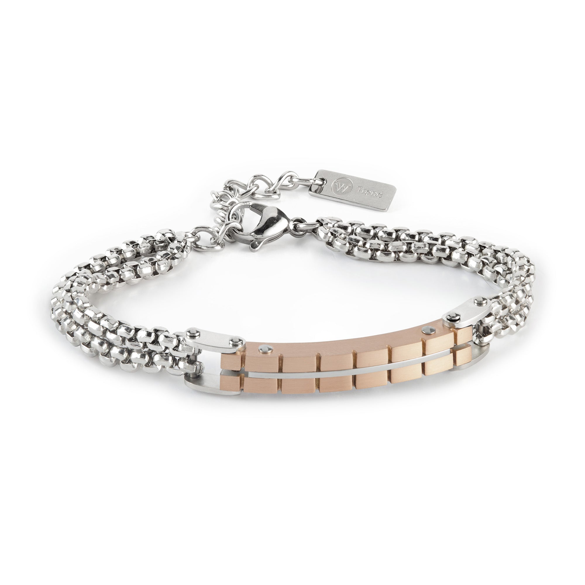 Pulsera de hombre de acero con placa acero Ip cobre