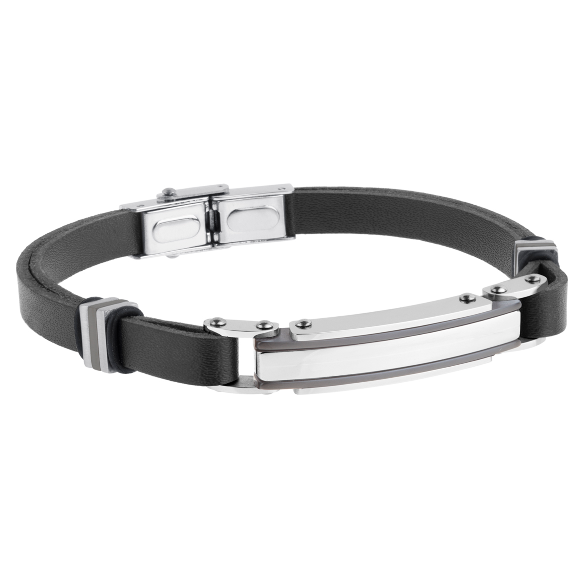 Pulsera de acero para hombre con placa Ip negro
