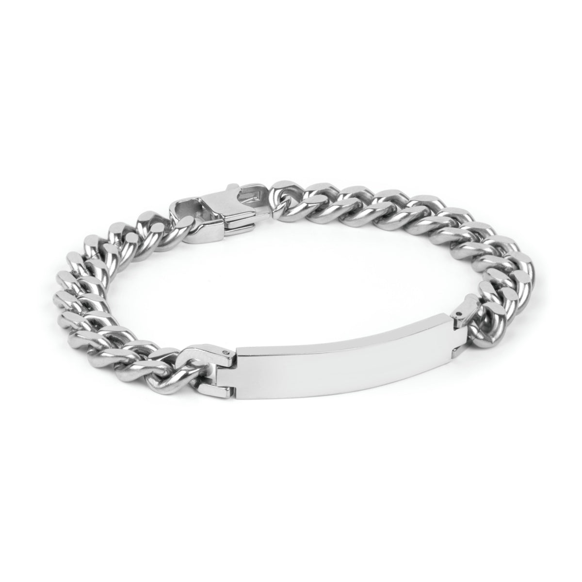 Pulsera Placa Acero Cierre mosquetón 21cm