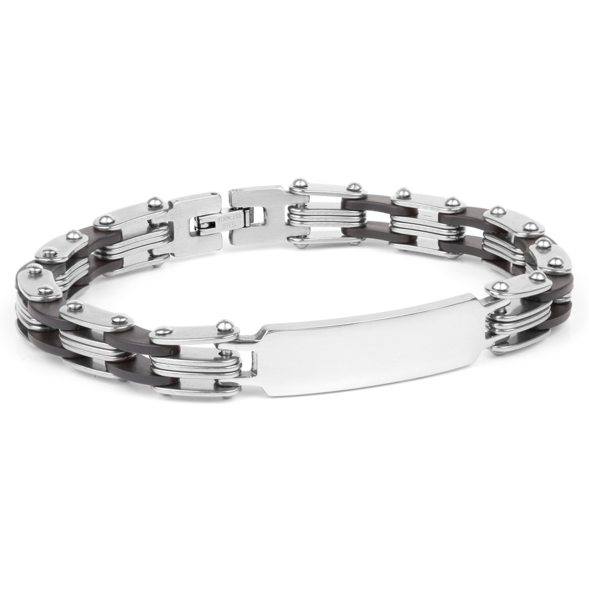 Pulsera de acero motivo cadena bici ip negro