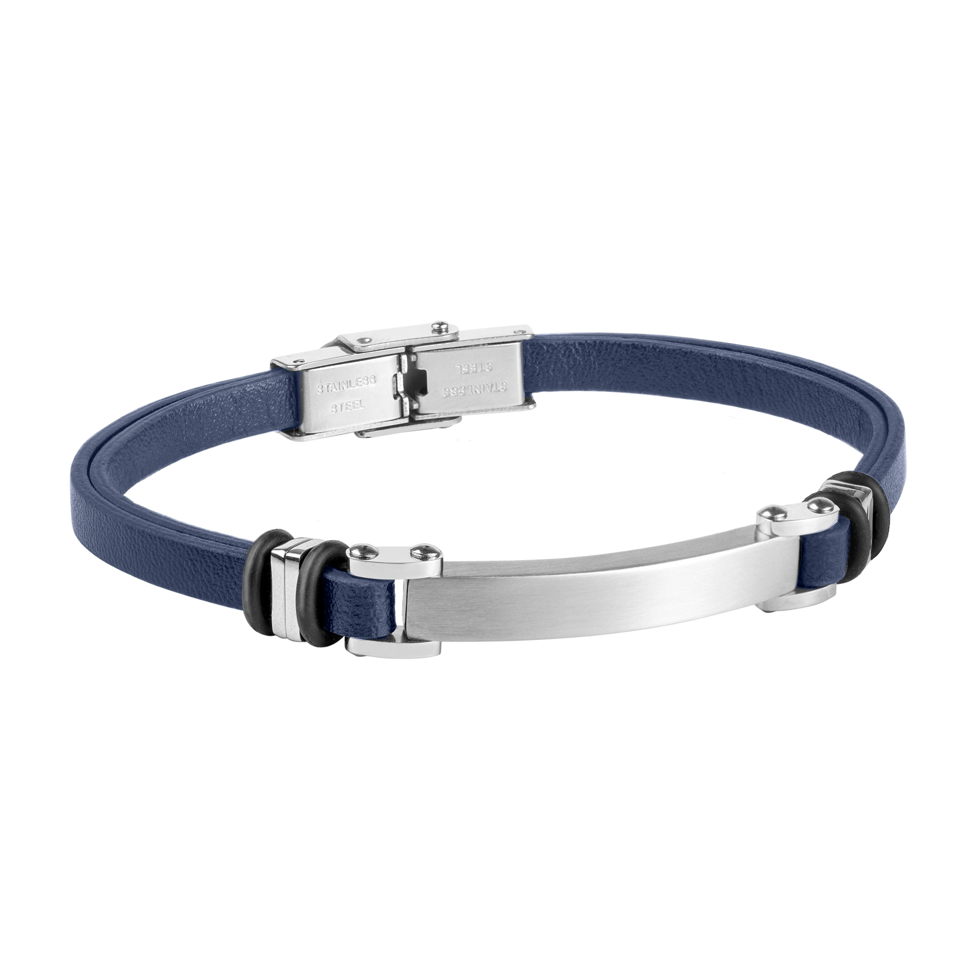 Pulsera de hombre de acero y piel azul