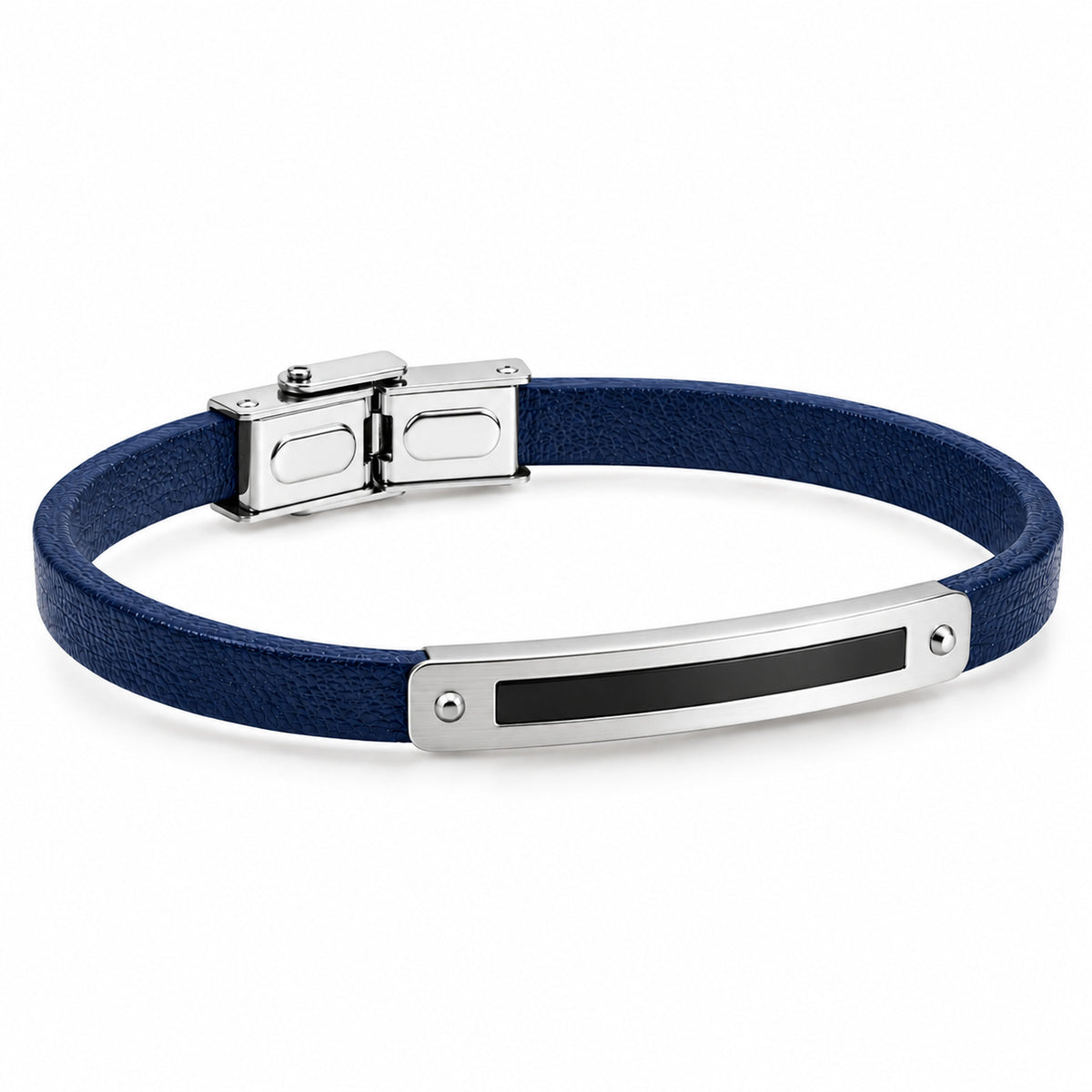 Pulsera Piel azul y acero Cierre