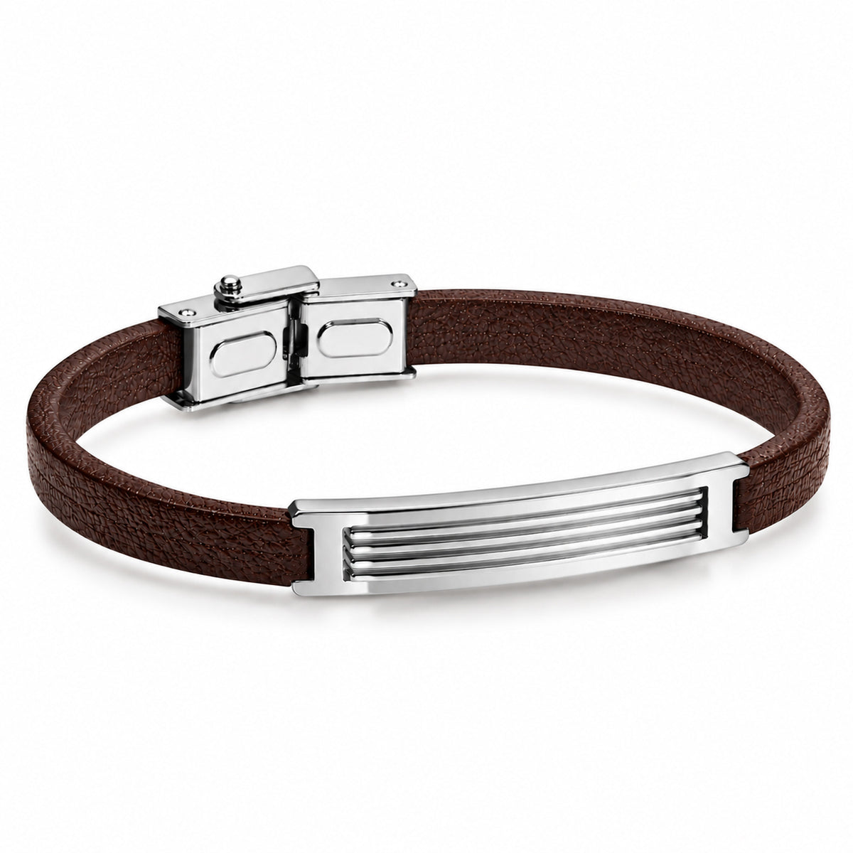 Pulsera Piel y acero marrón