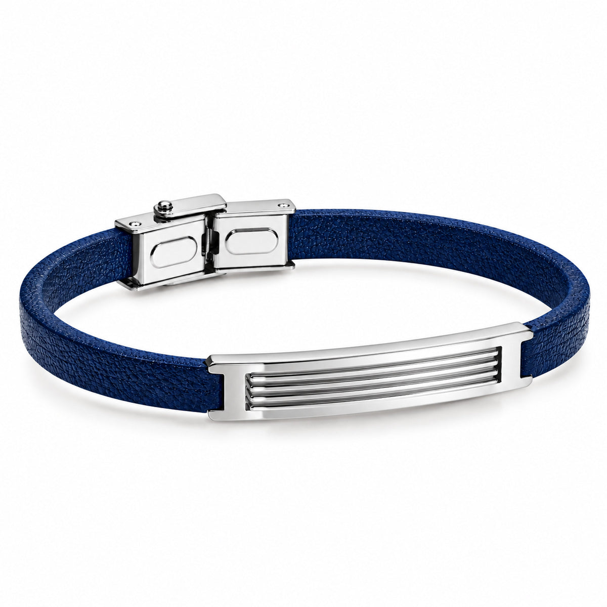 Pulsera Piel y acero azul