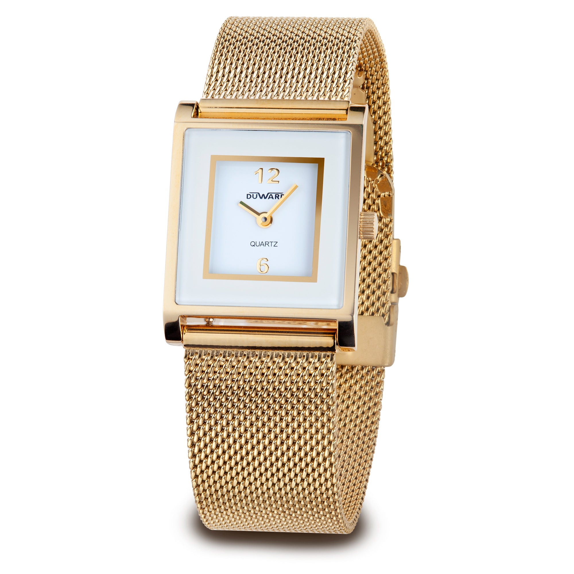 Reloj señora malla acero ip dorado esfera blanca