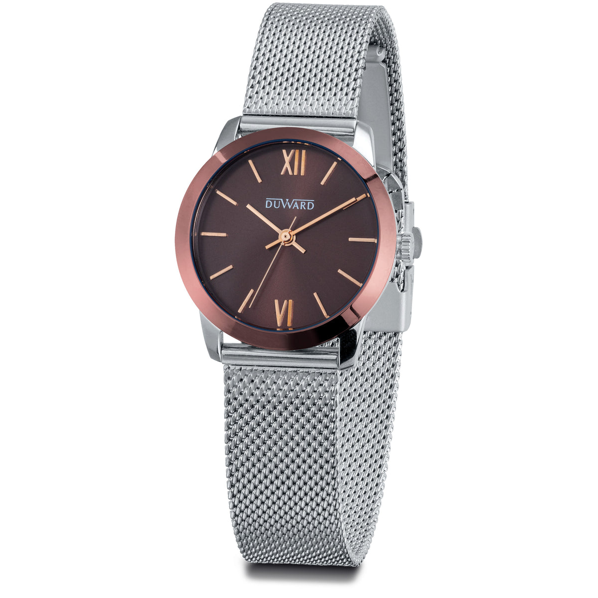Reloj  con caja acero  bisel Ip marron con correa marron