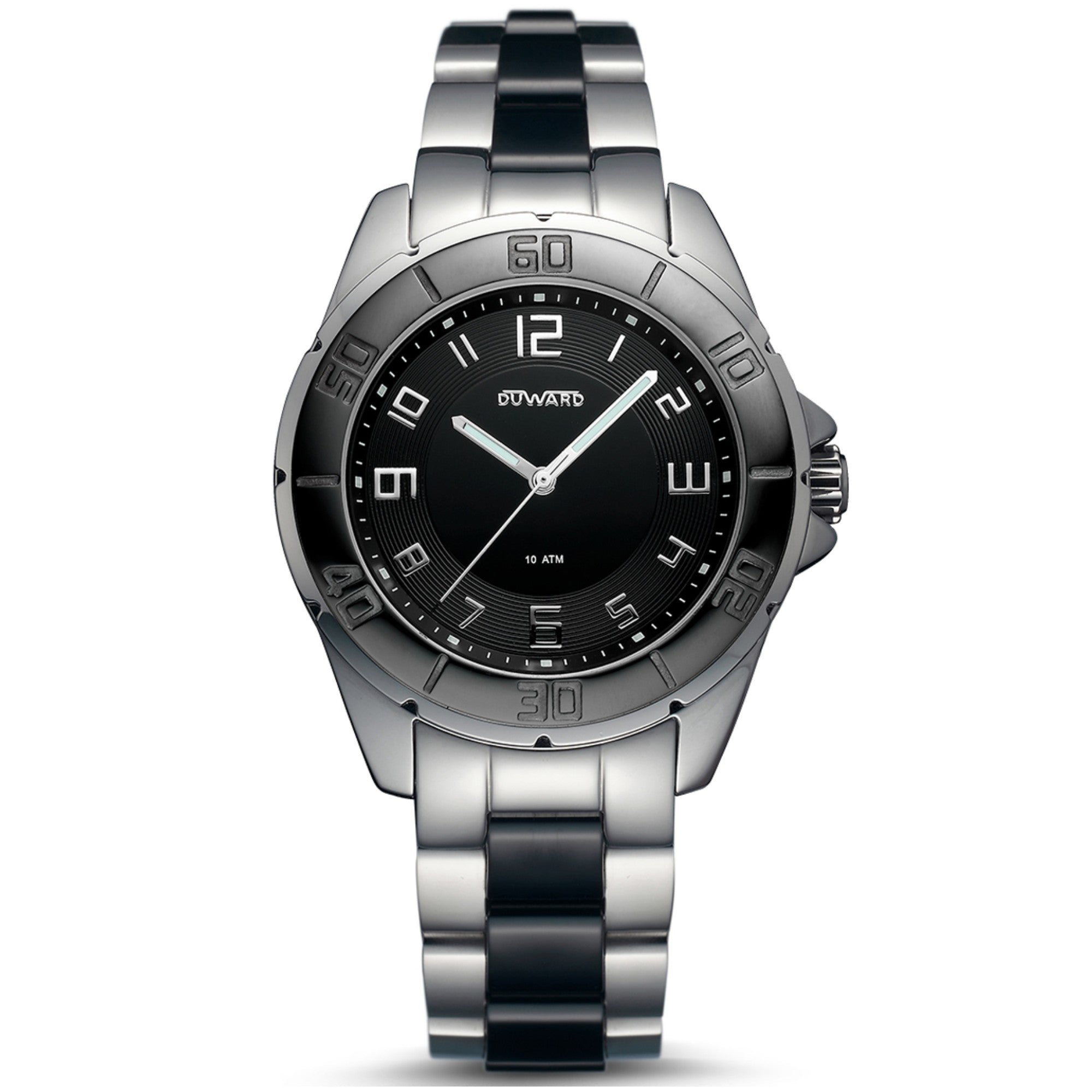 Reloj de Mujer Elegante caja acero 10 Atm brazalete cerámico negro