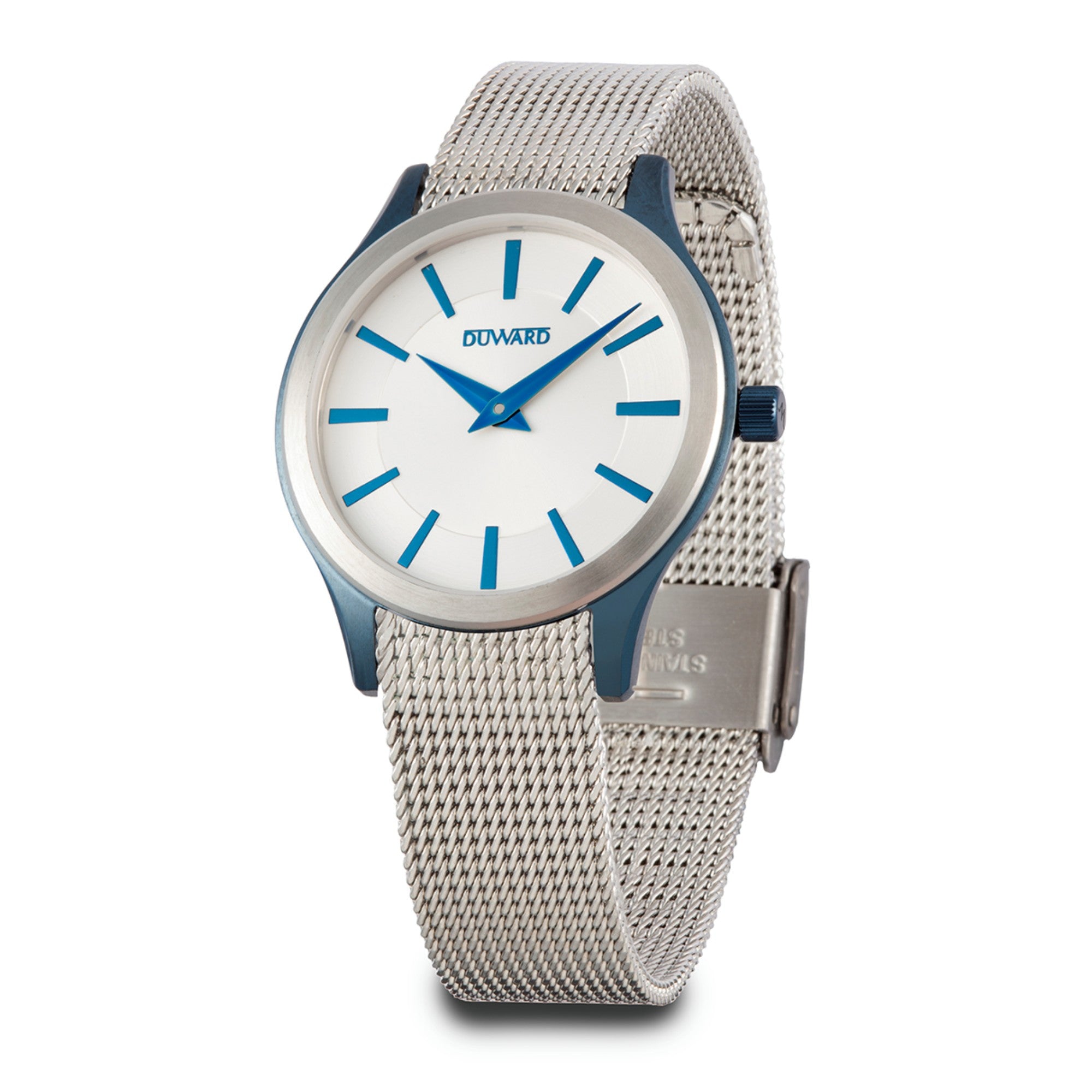 Reloj de Mujer Elegante caja acero plana esfera plata 5 Atm