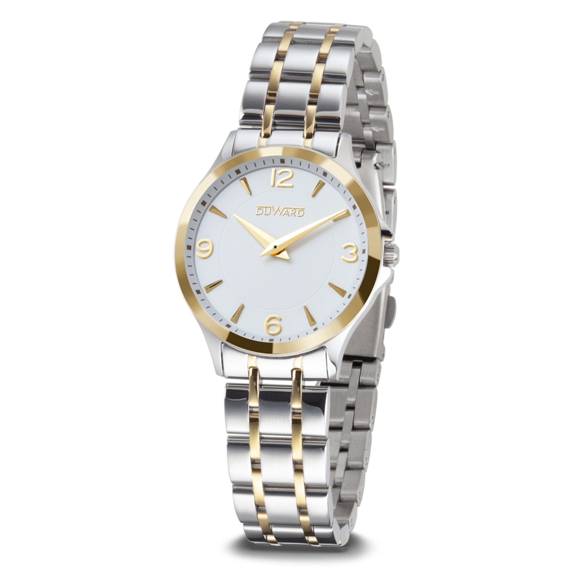 Reloj de Mujer caja acero IP dorada esfera blanca 5 Atm
