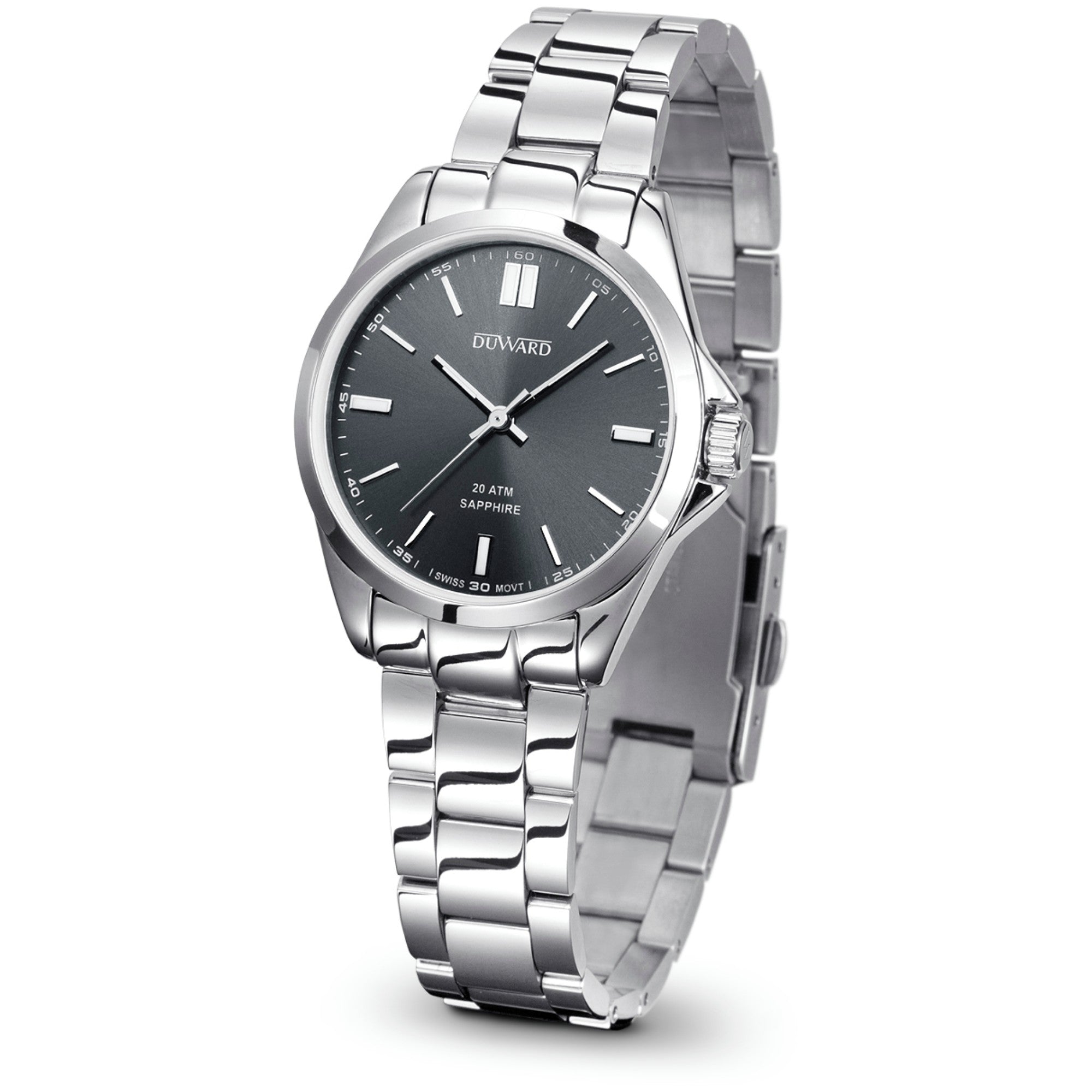 Reloj de Mujer Elegante caja acero movimiento suizo 20 Atm negro