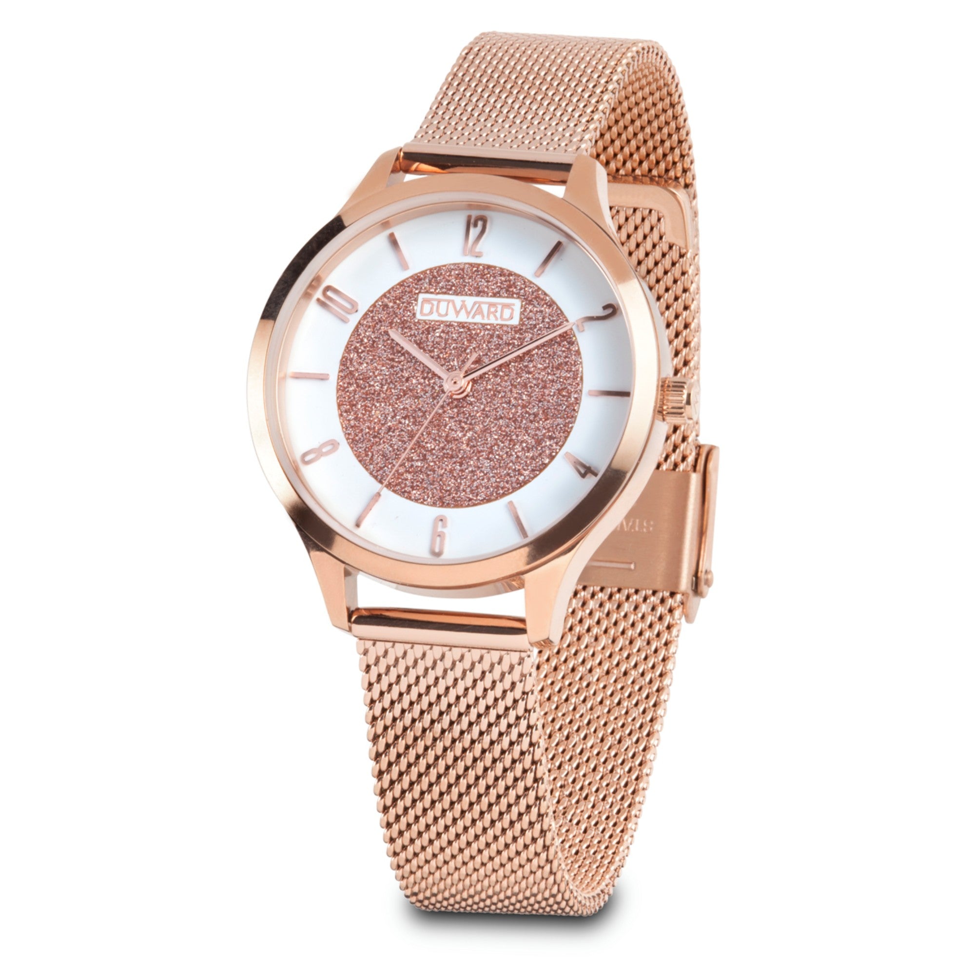 Reloj de Señora Brazalete malla Acero IP rosa y Blanco