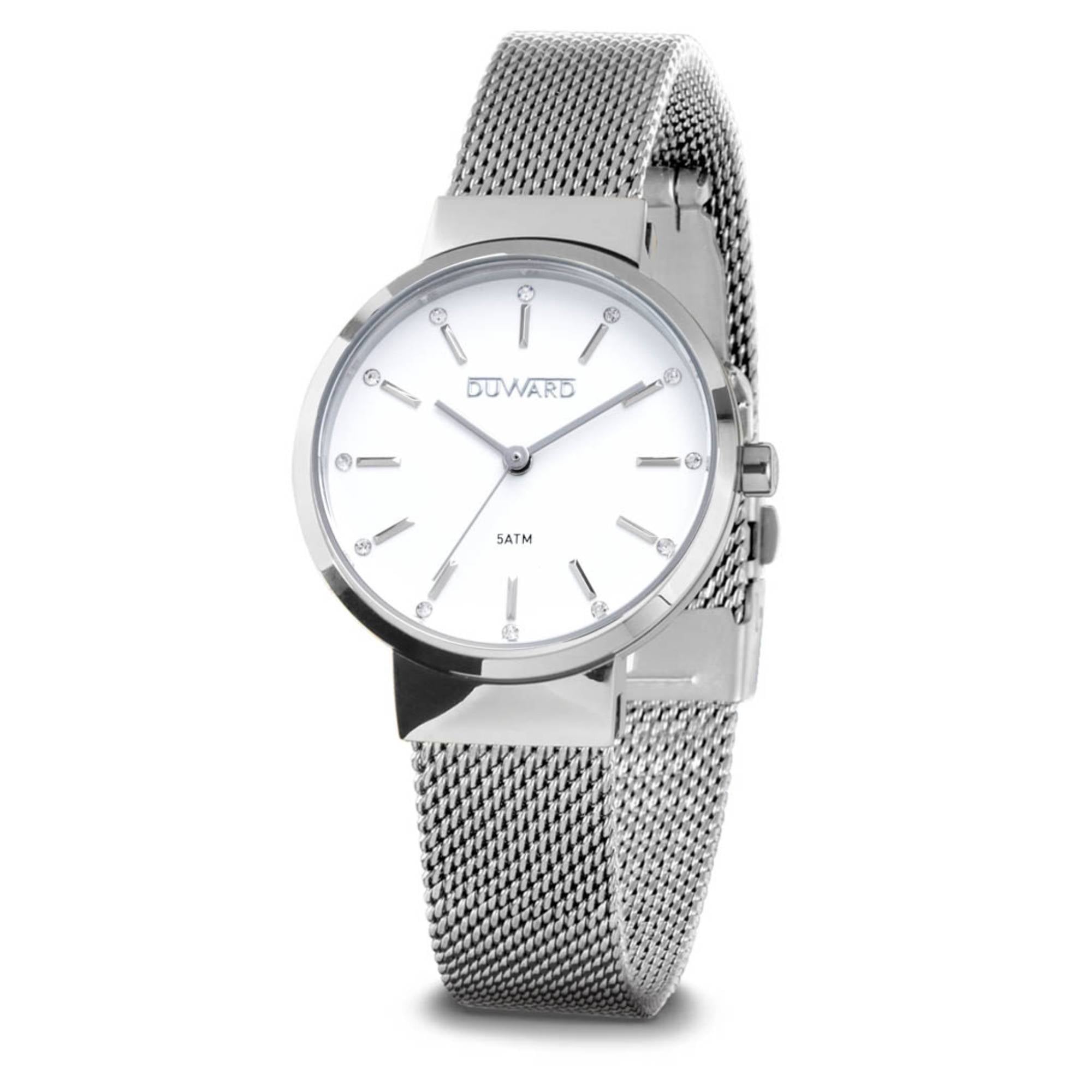 Reloj con caja y malla milanesa de acero