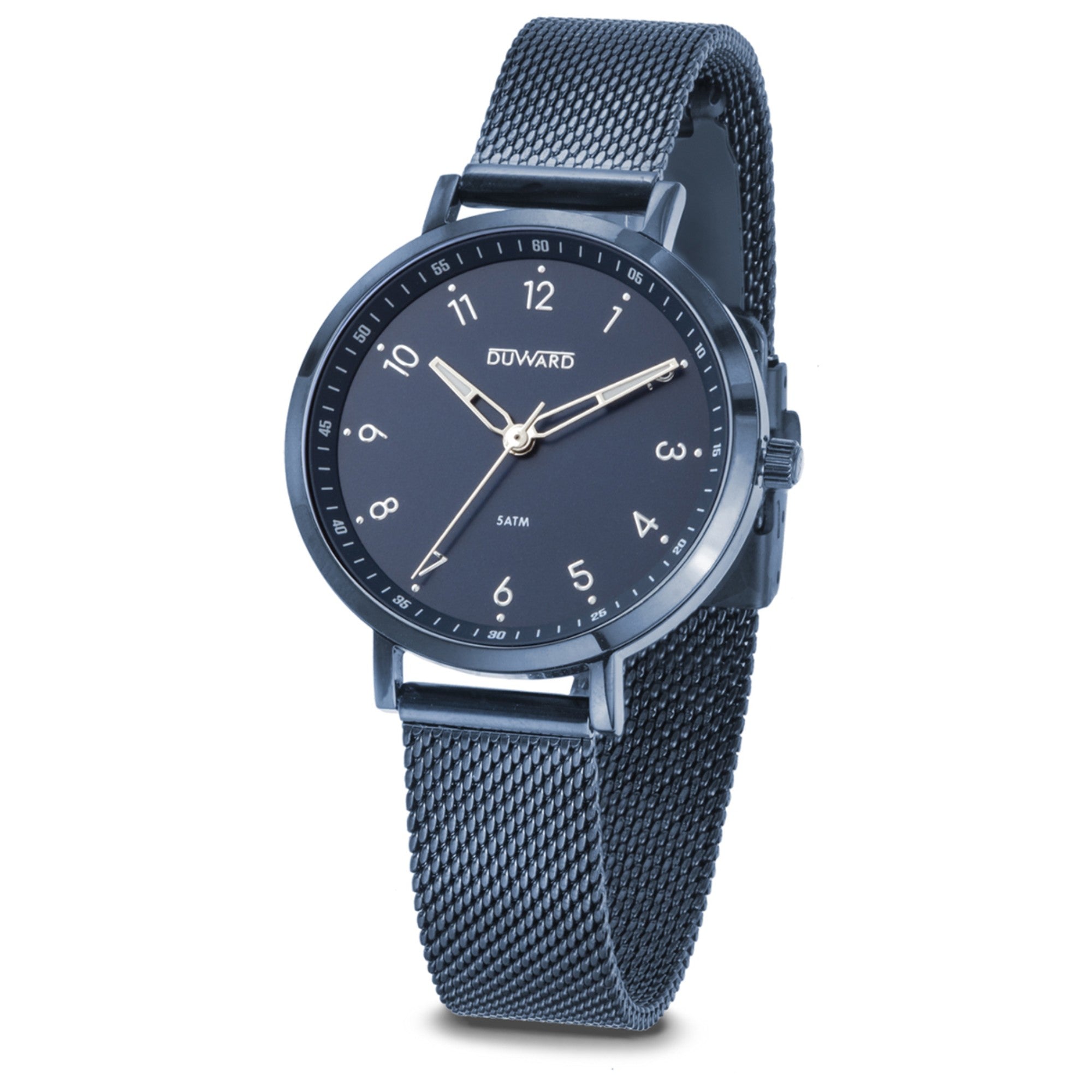 Reloj de Mujer Elegante caja acero esfera azul 5 Atm brazalete azul
