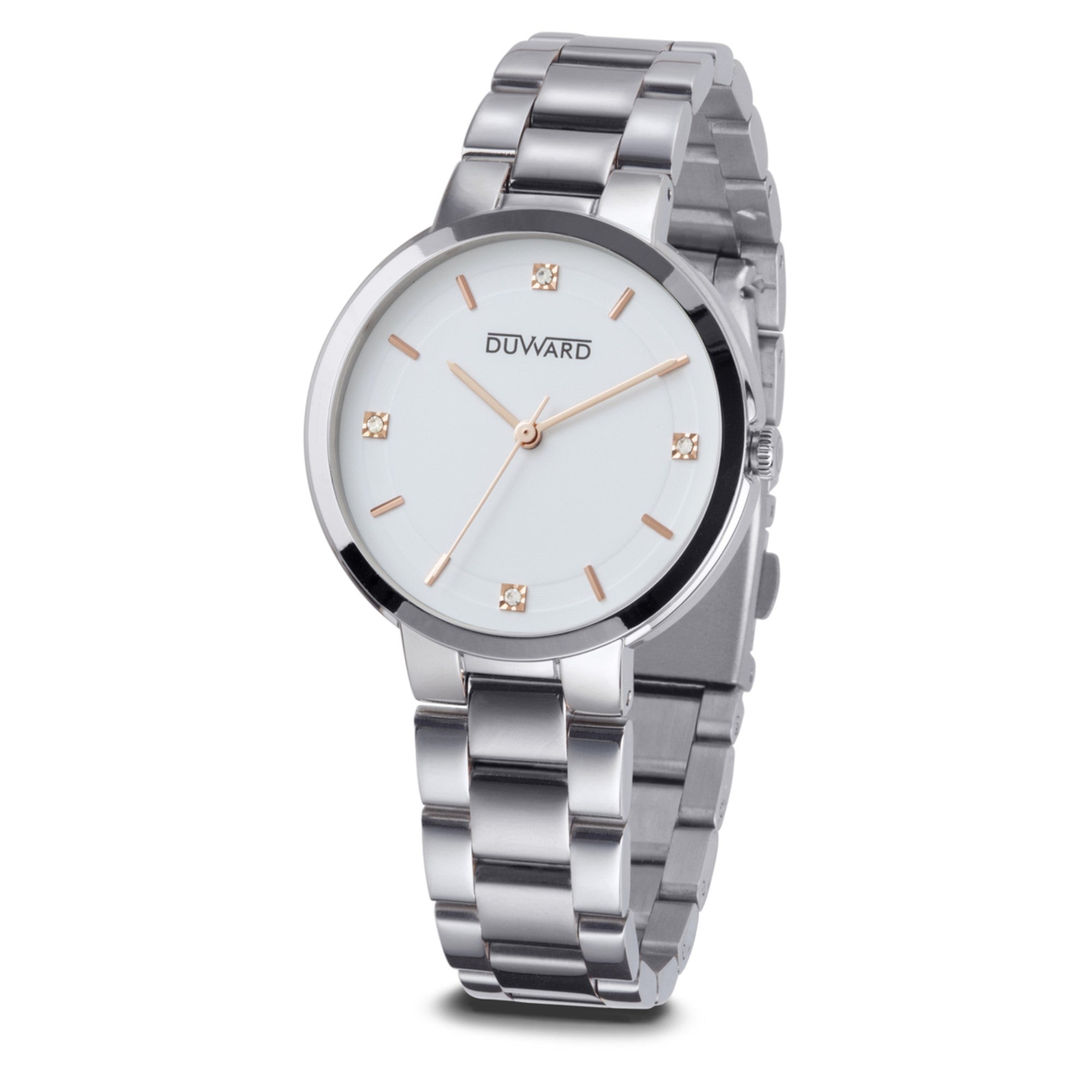Reloj Mujer Informal caja acero esfera blanca braz alete acero