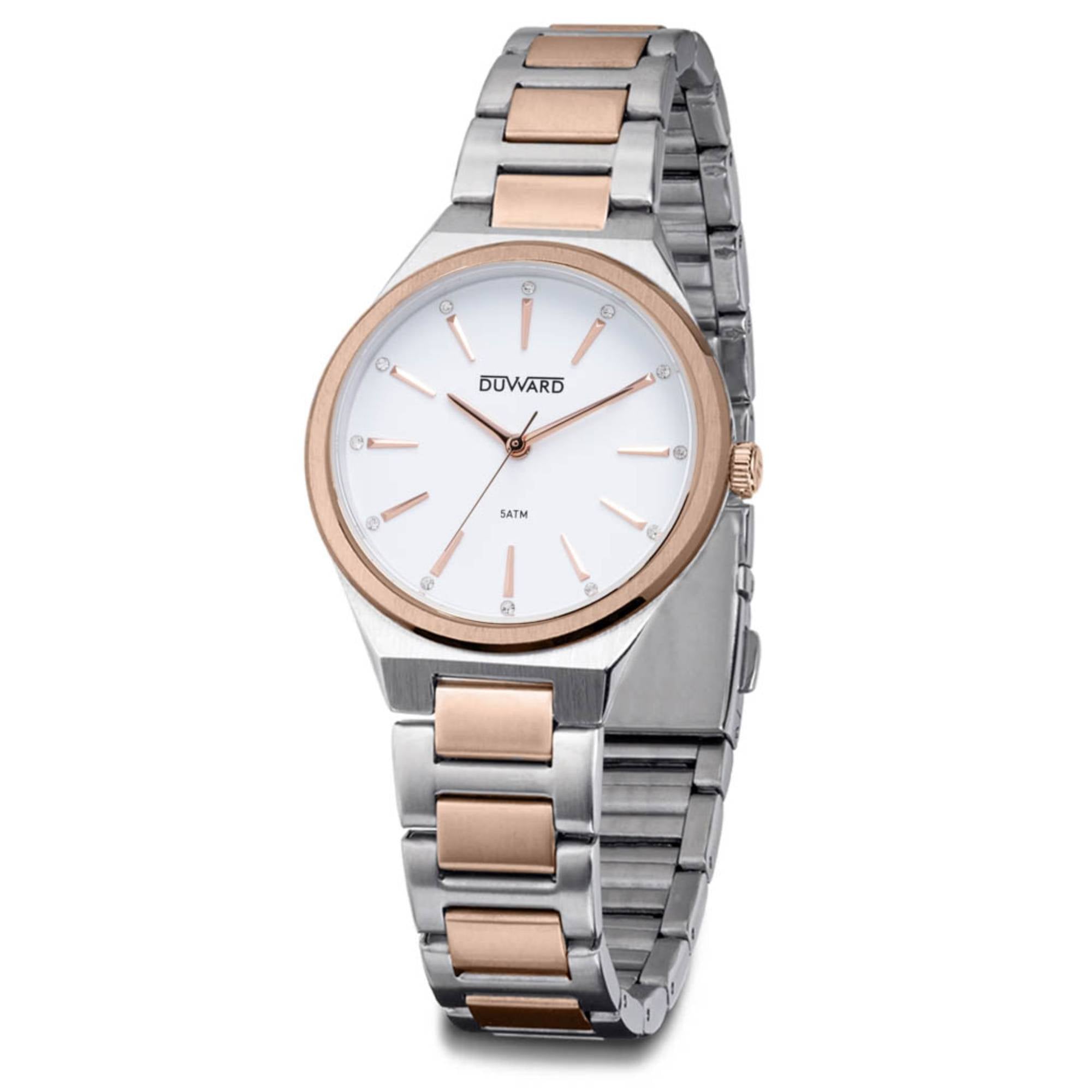 Reloj de Señora Brazalete caja de acero bicolor blanco