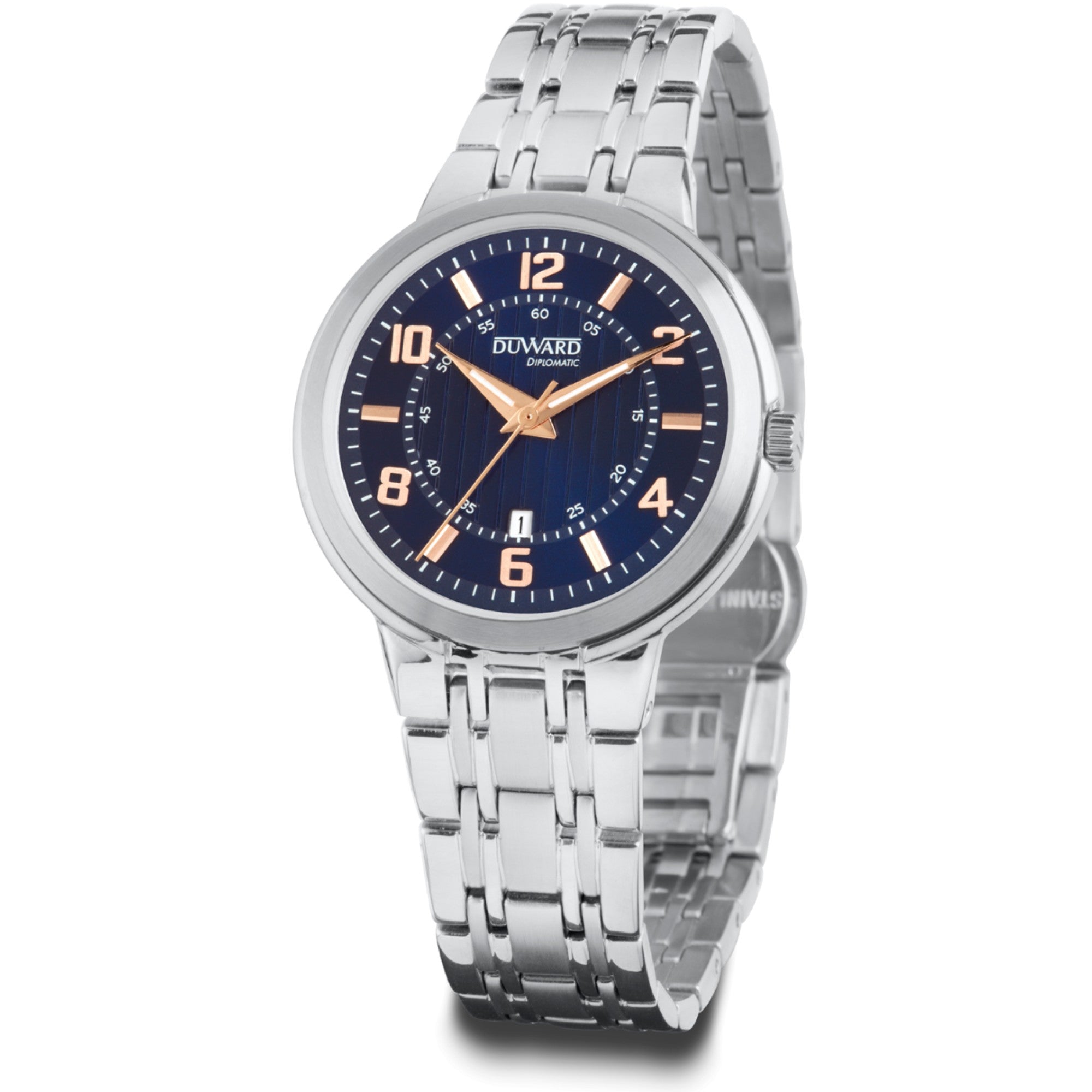 Reloj de Mujer Elegante caja acero esfera azul 5 A tm brazalete acero