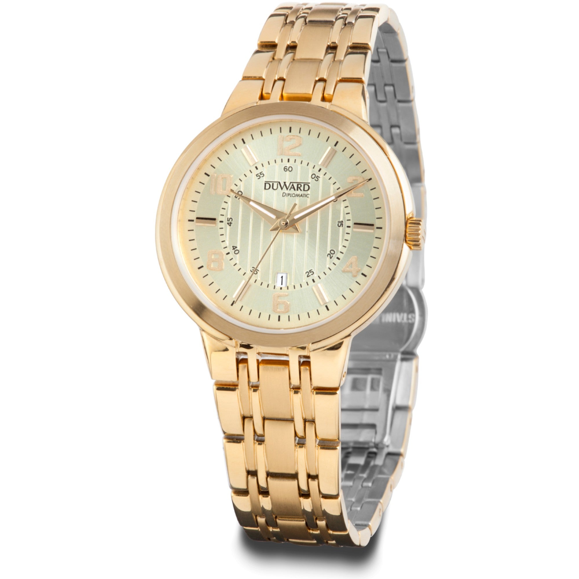 Reloj de Mujer Elegante caja acero IP dorada esfera dorada 5 Atm