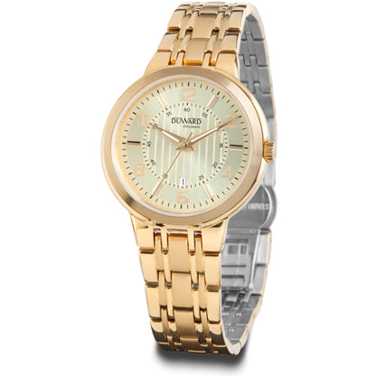 Reloj de Mujer Elegante caja acero IP dorada esfera dorada 5 Atm