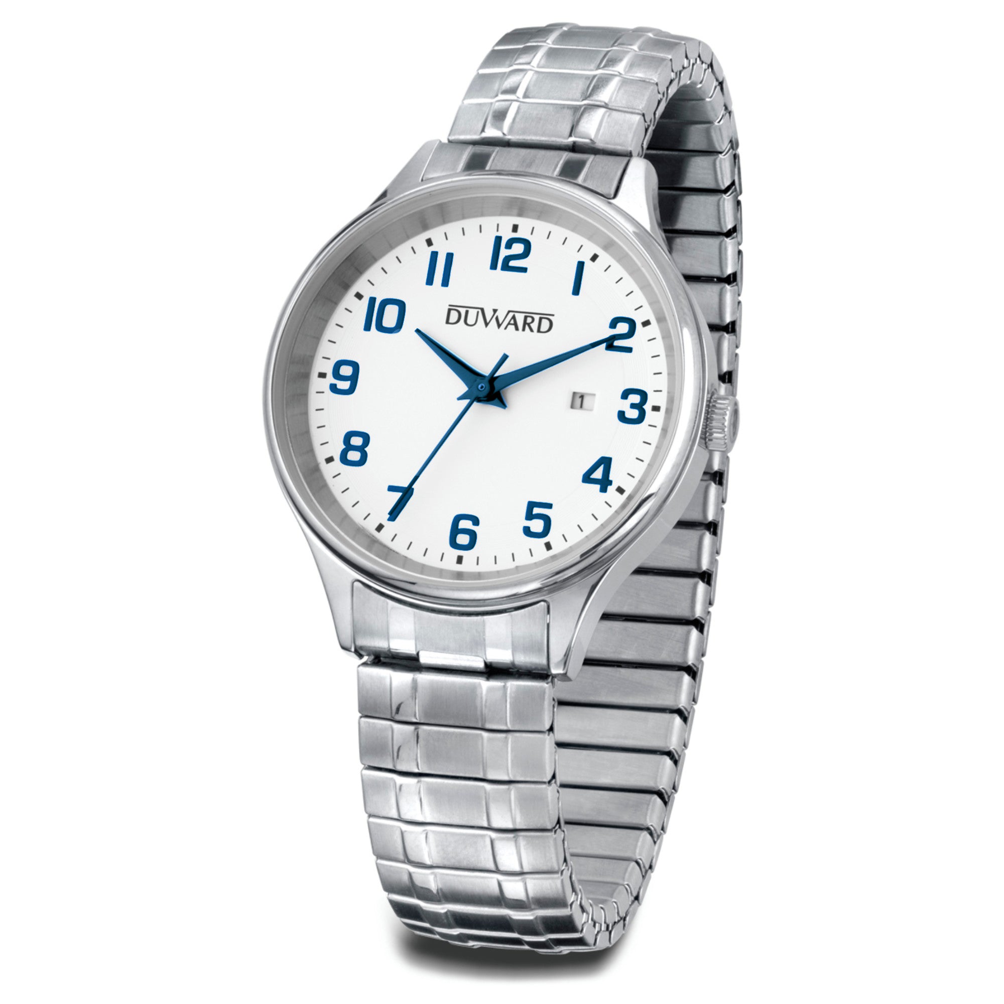 Reloj de Señora Brazalete extensible de acero Blanco y azul