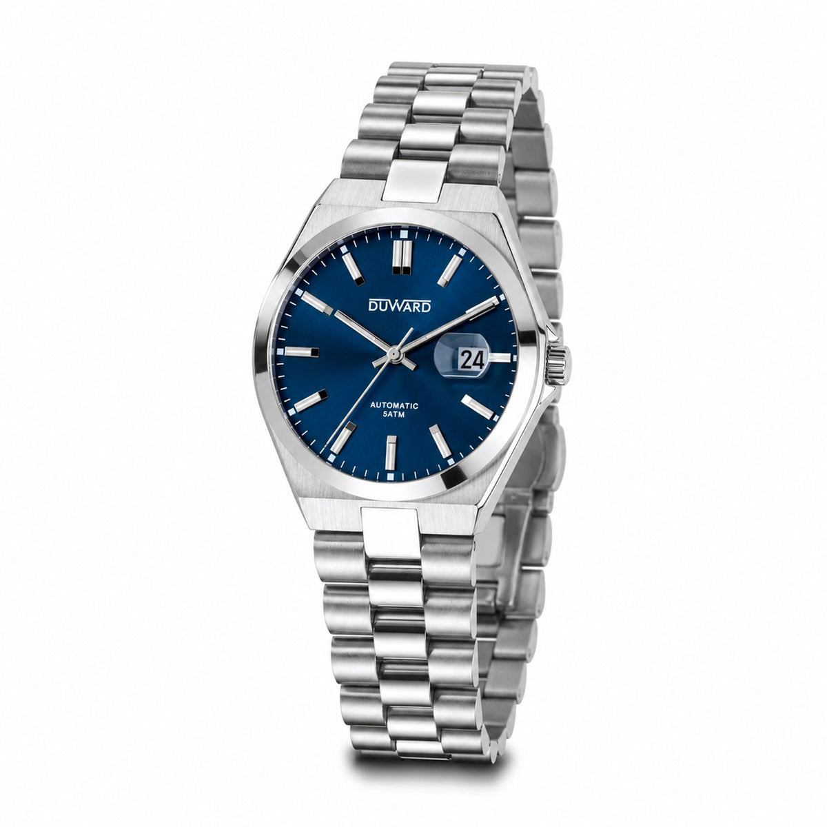 Reloj automático de mujer caja y armis acero esfer a azul verde.
