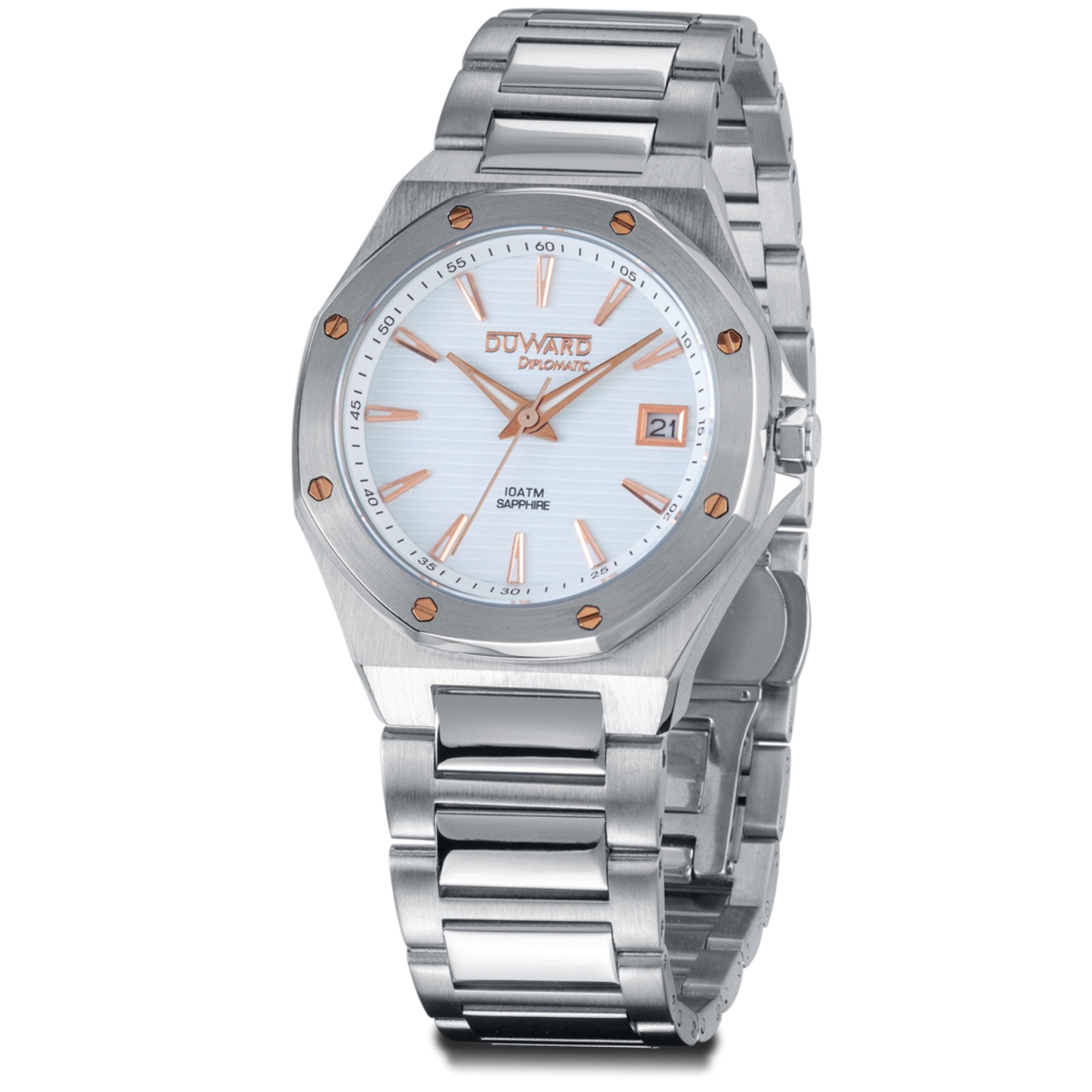 Reloj caja de acero, 10 Atm, cristal zafiro, brazalete de acero, movimiento cuarzo