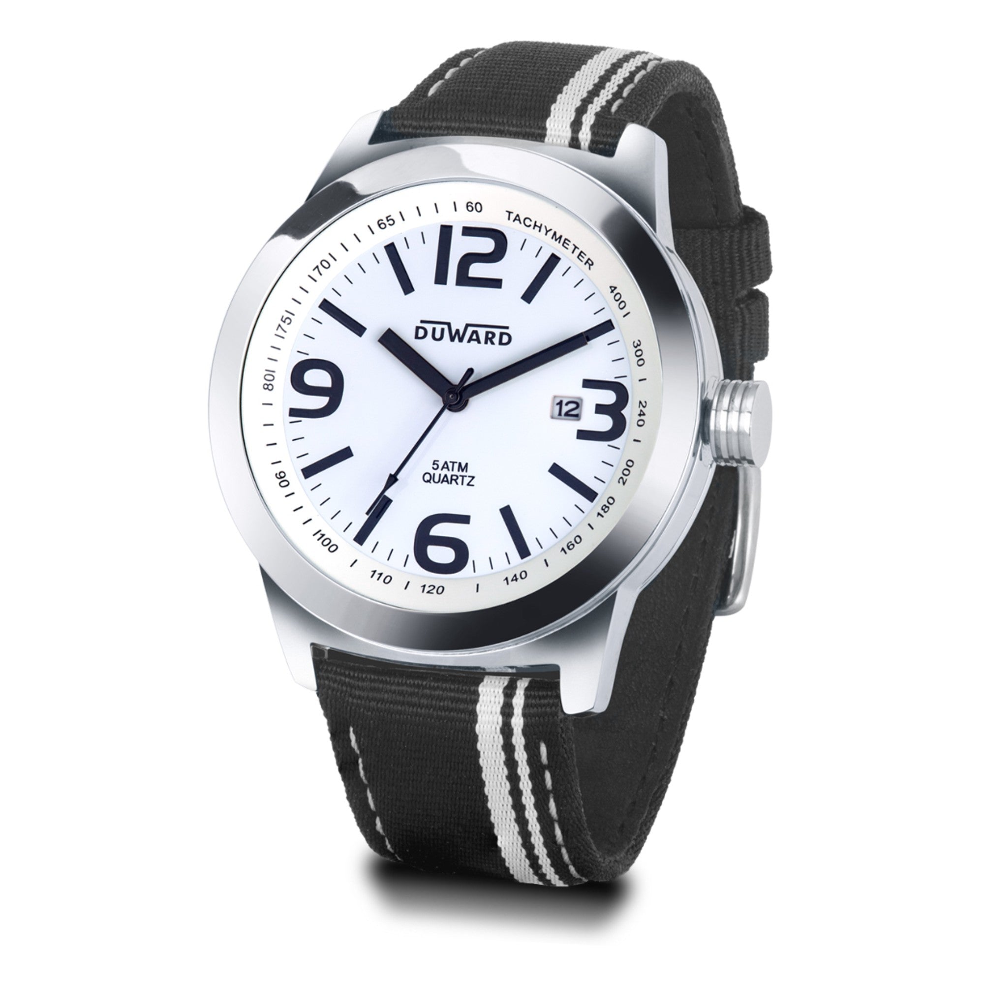 Reloj Hombre Deportivo caja acero esfera blanca 3 Atm correa textil