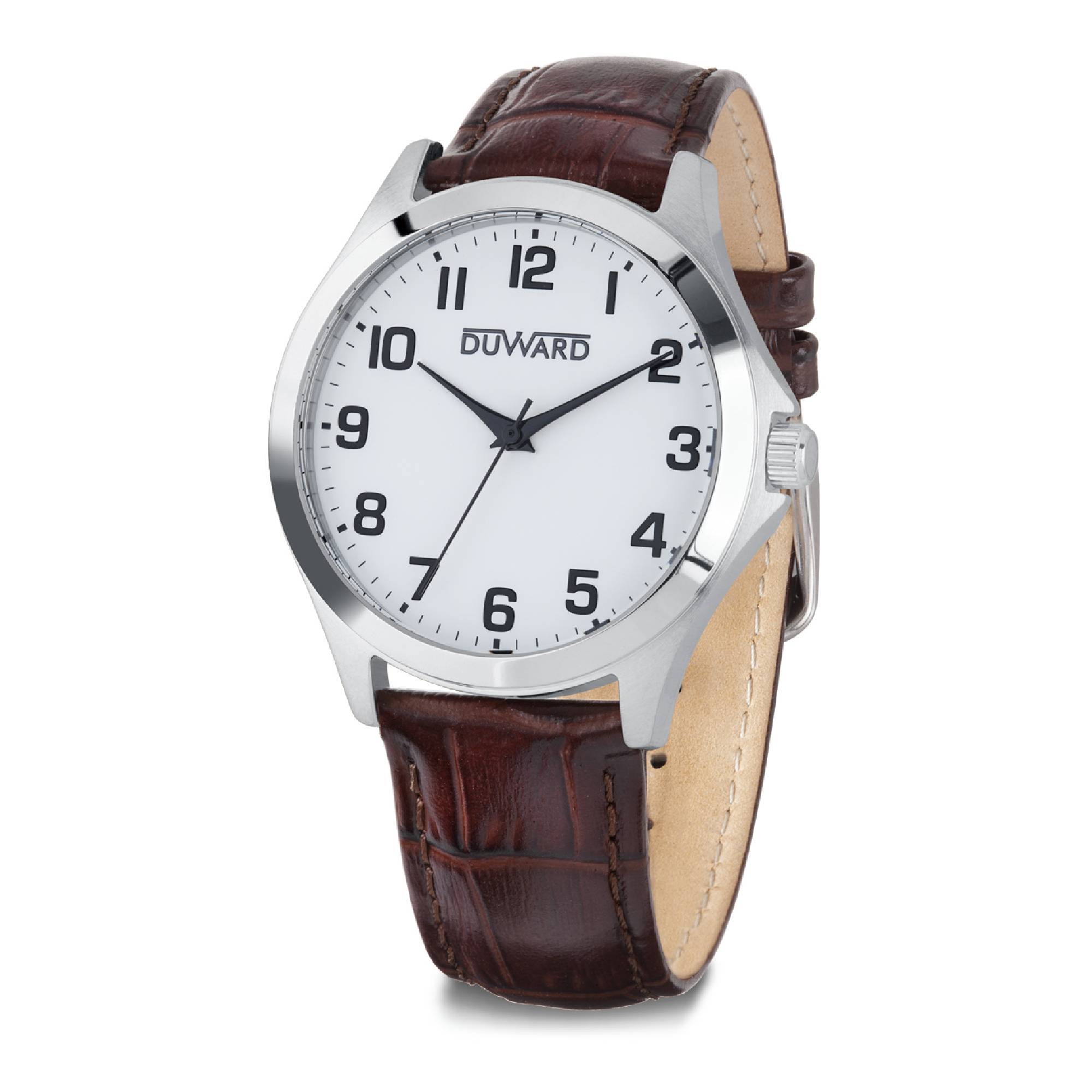 Reloj de Hombre Elegante caja acero esfera blanca 5 Atm correa piel
