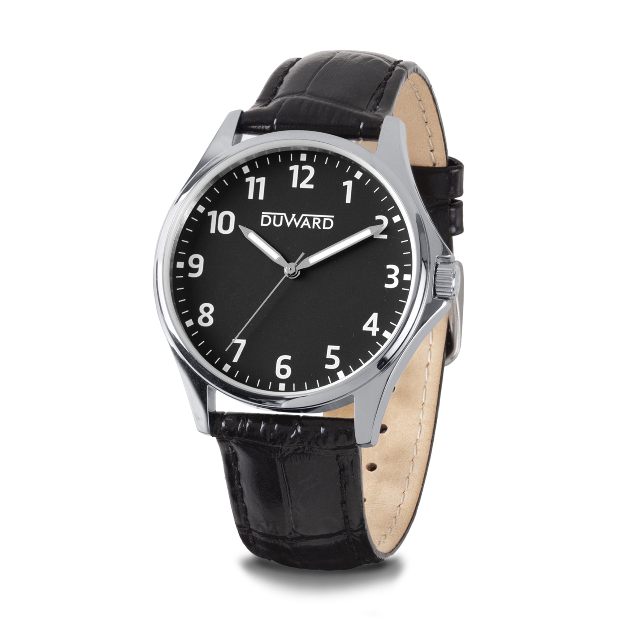 Cab.Correa piel 20mm marrÇün.Caja acero.3agu.Negra.