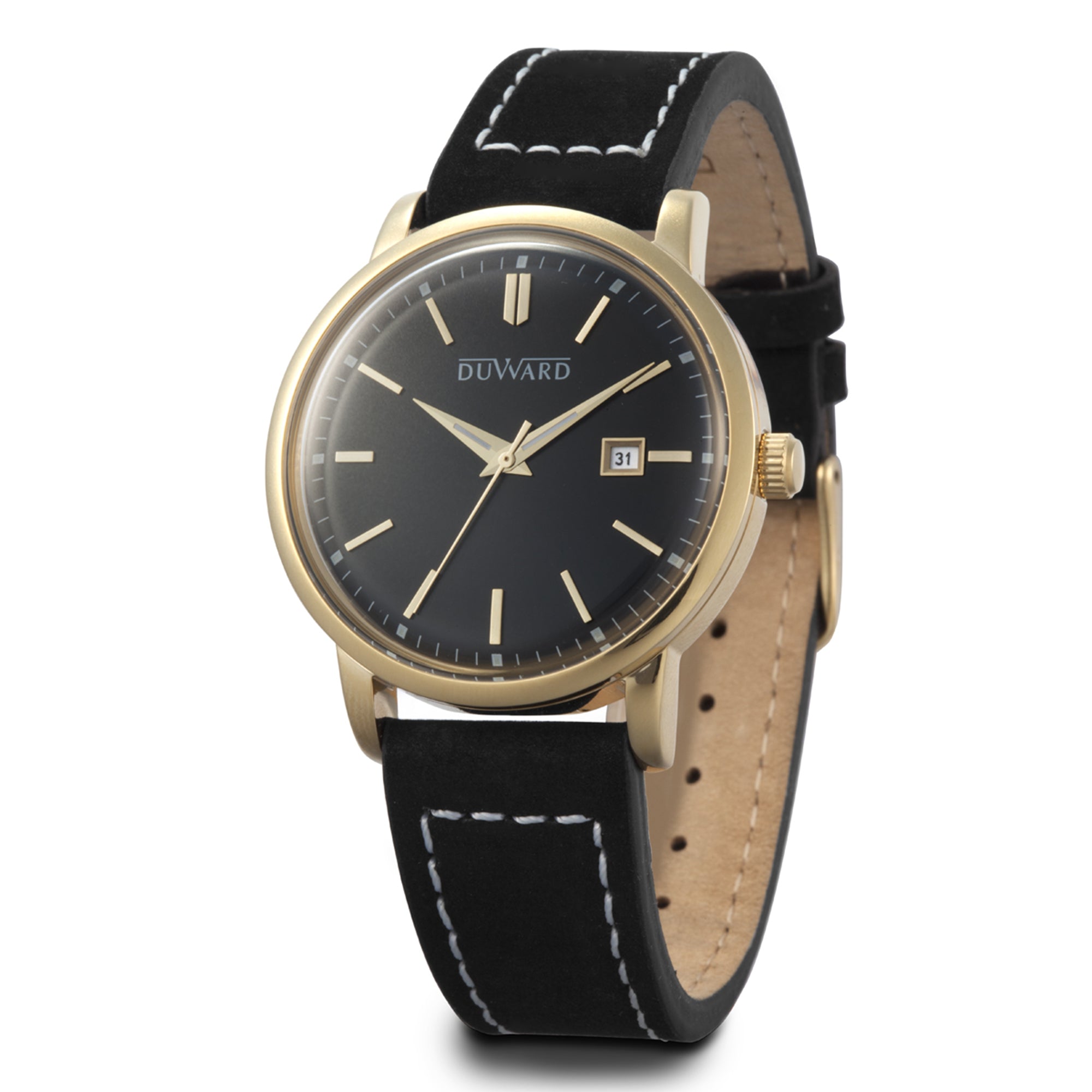 Caballero.Correa.Acero IP dorado.Calendario.Negro.