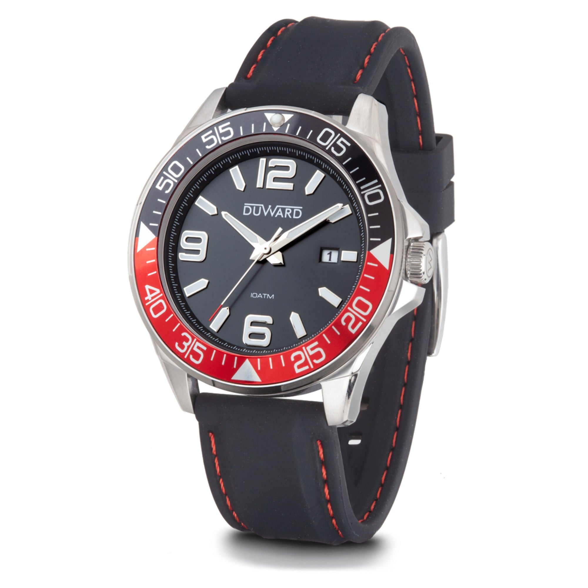 Reloj Hombre Deportivo caja acero esfera negra 10  Atm correa silicona