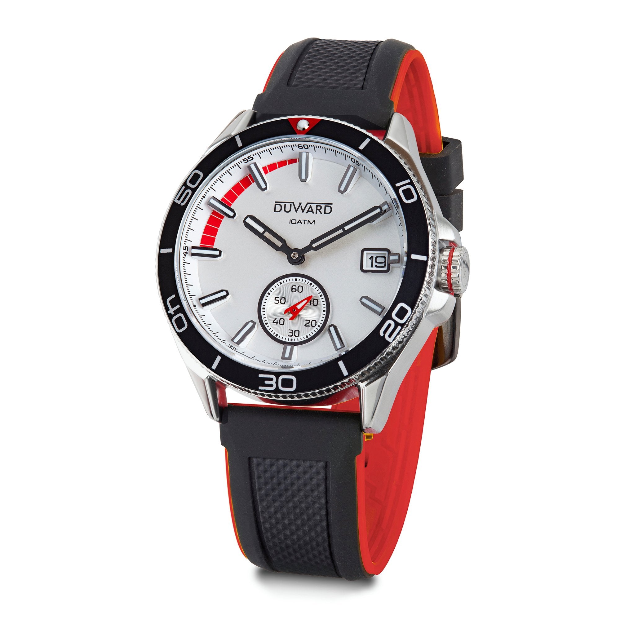 Reloj de hombre correa negra y roja esfera blanca
