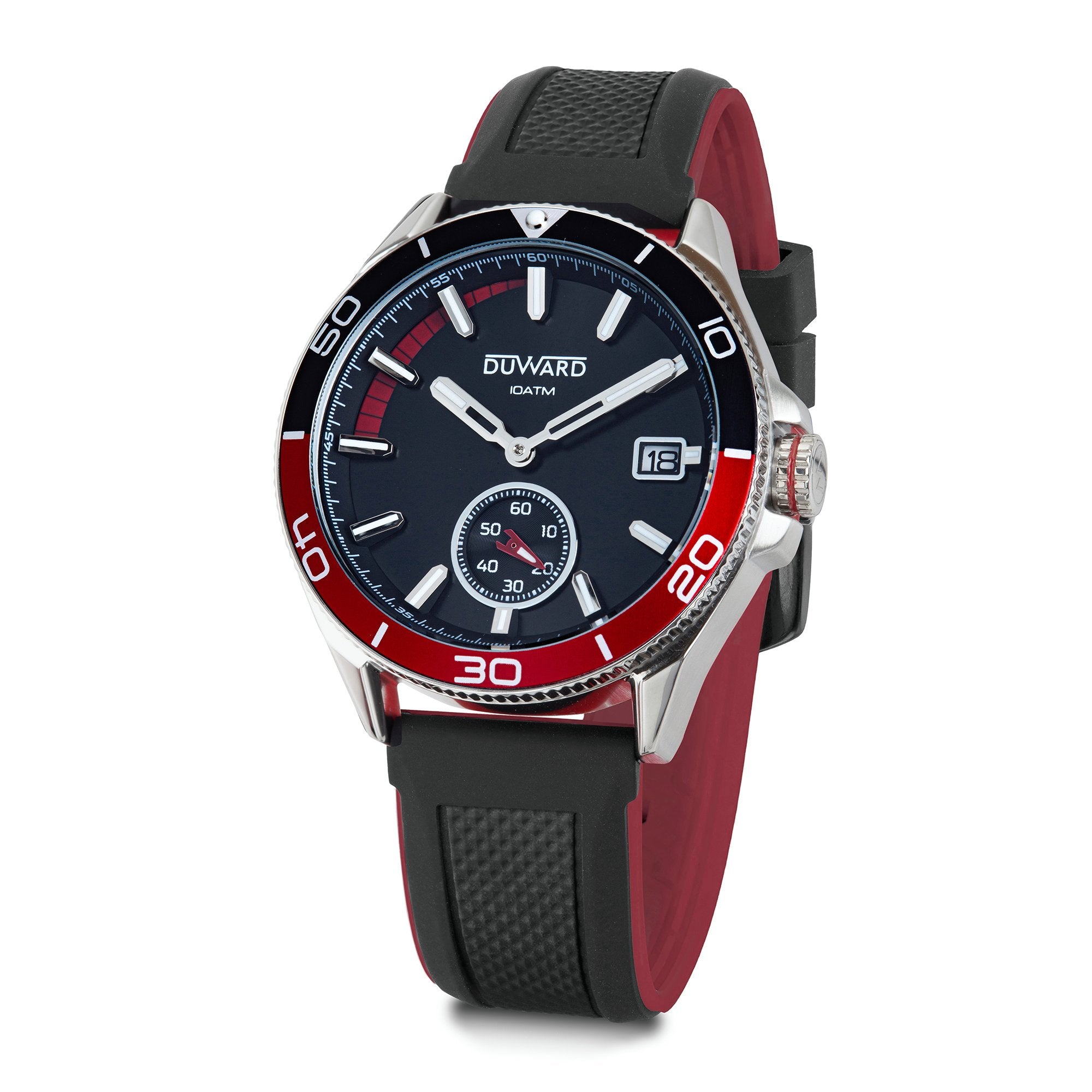 Reloj de hombre correa negra y granate esfera  negra