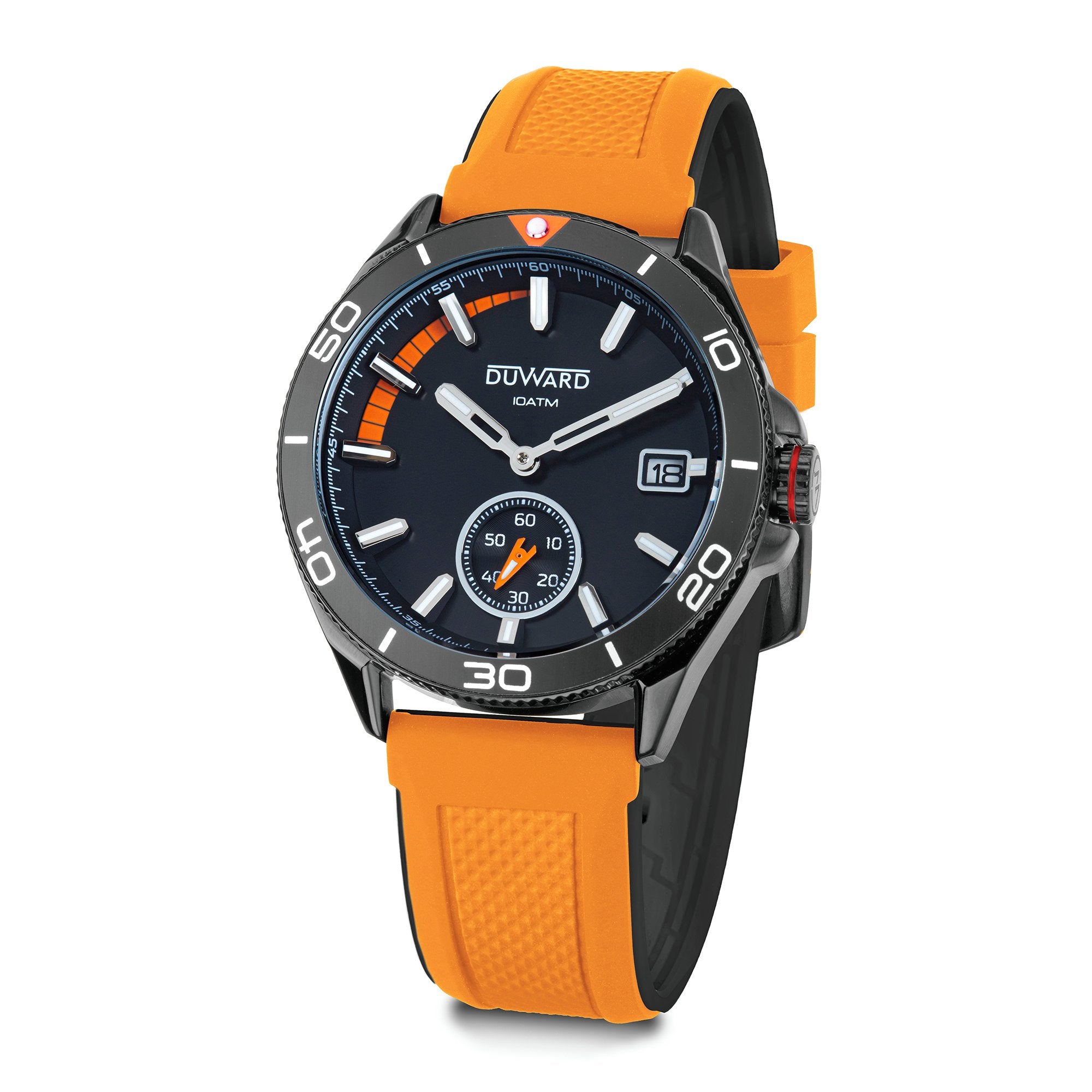 Reloj de hombre correa naranja y negra esfera neg ra