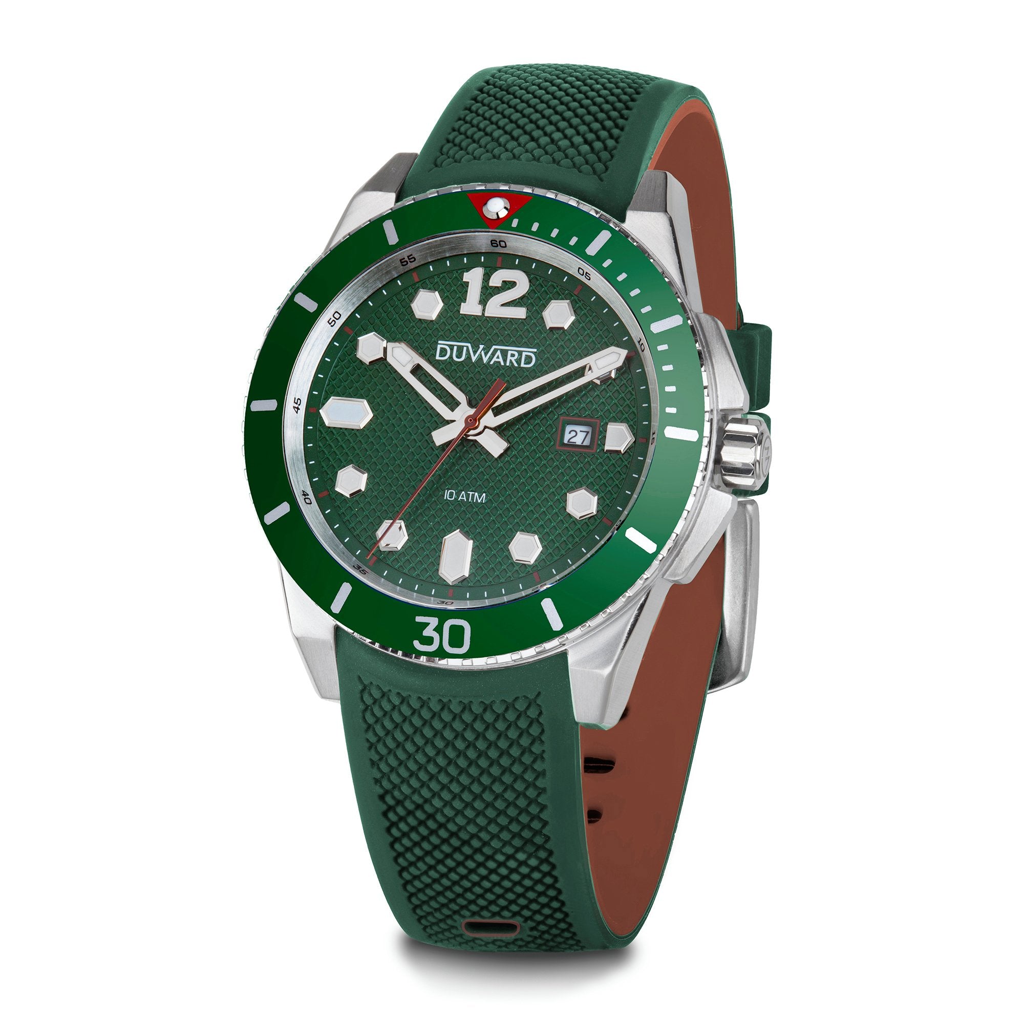 Reloj de hombre correa silicona y esfera verde  caja acero