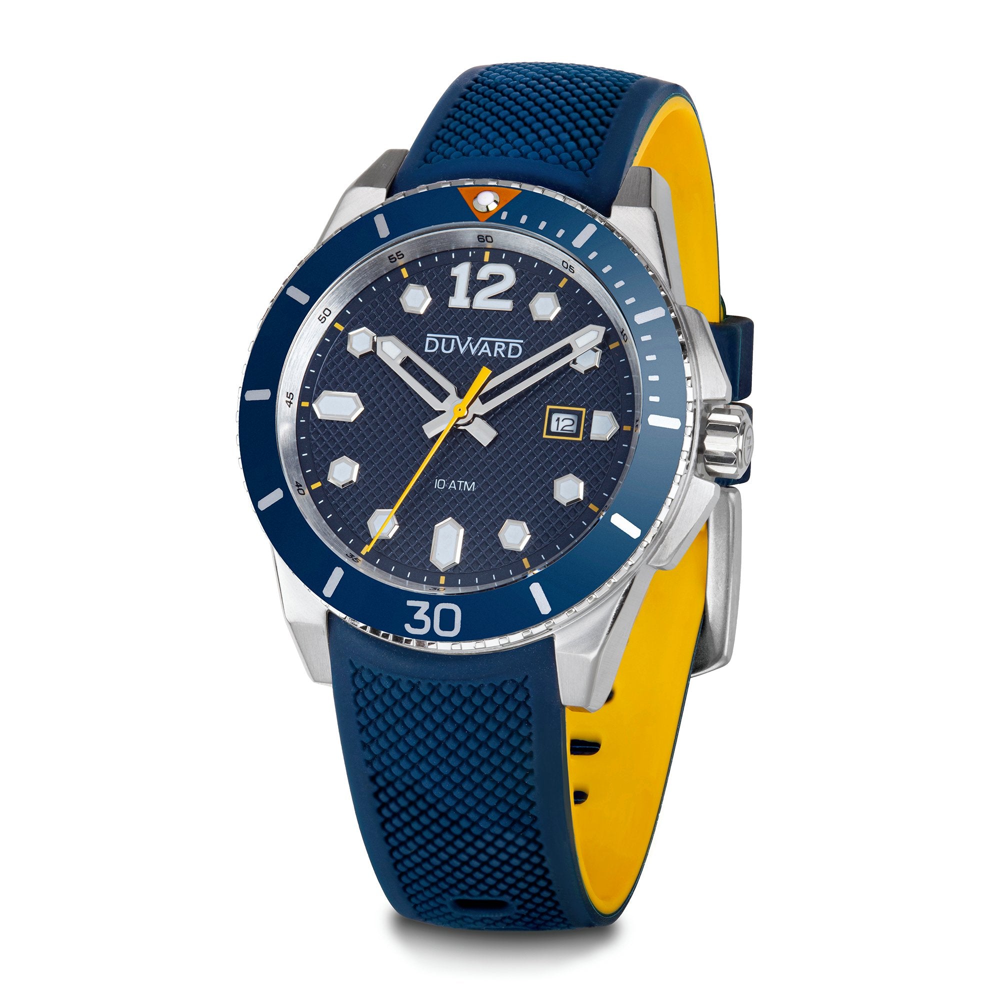 Reloj de hombre correa silicona y esfera azul  caja acero