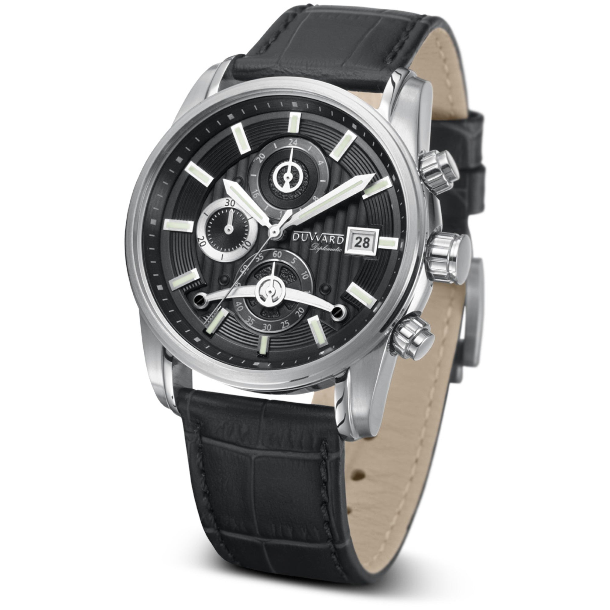 Reloj de Hombre deportivo Cronógrafo caja acero esfera negra 10 Atm