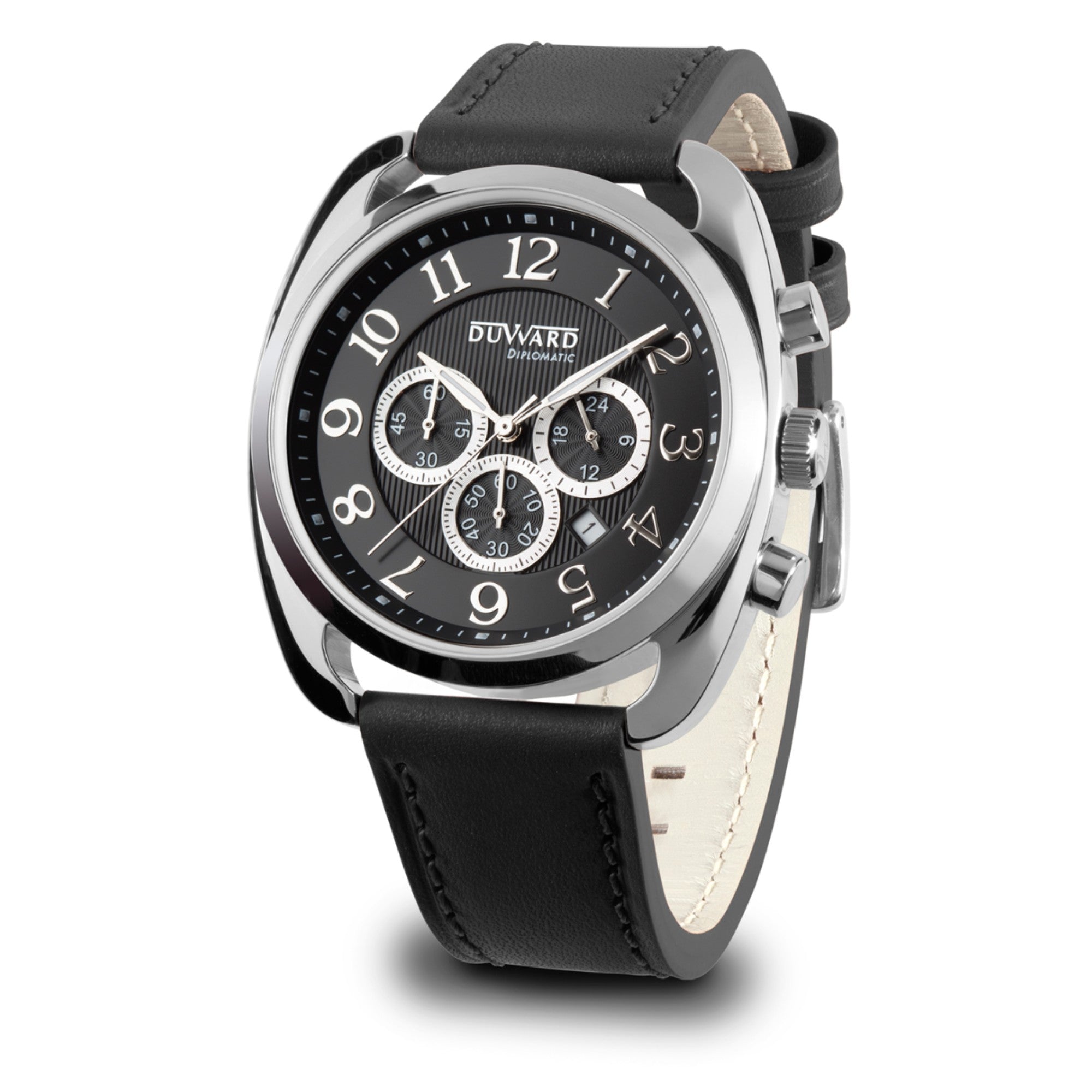 Reloj Hombre Deportivo Cronógrafo caja acero esfera negra 10 Atm