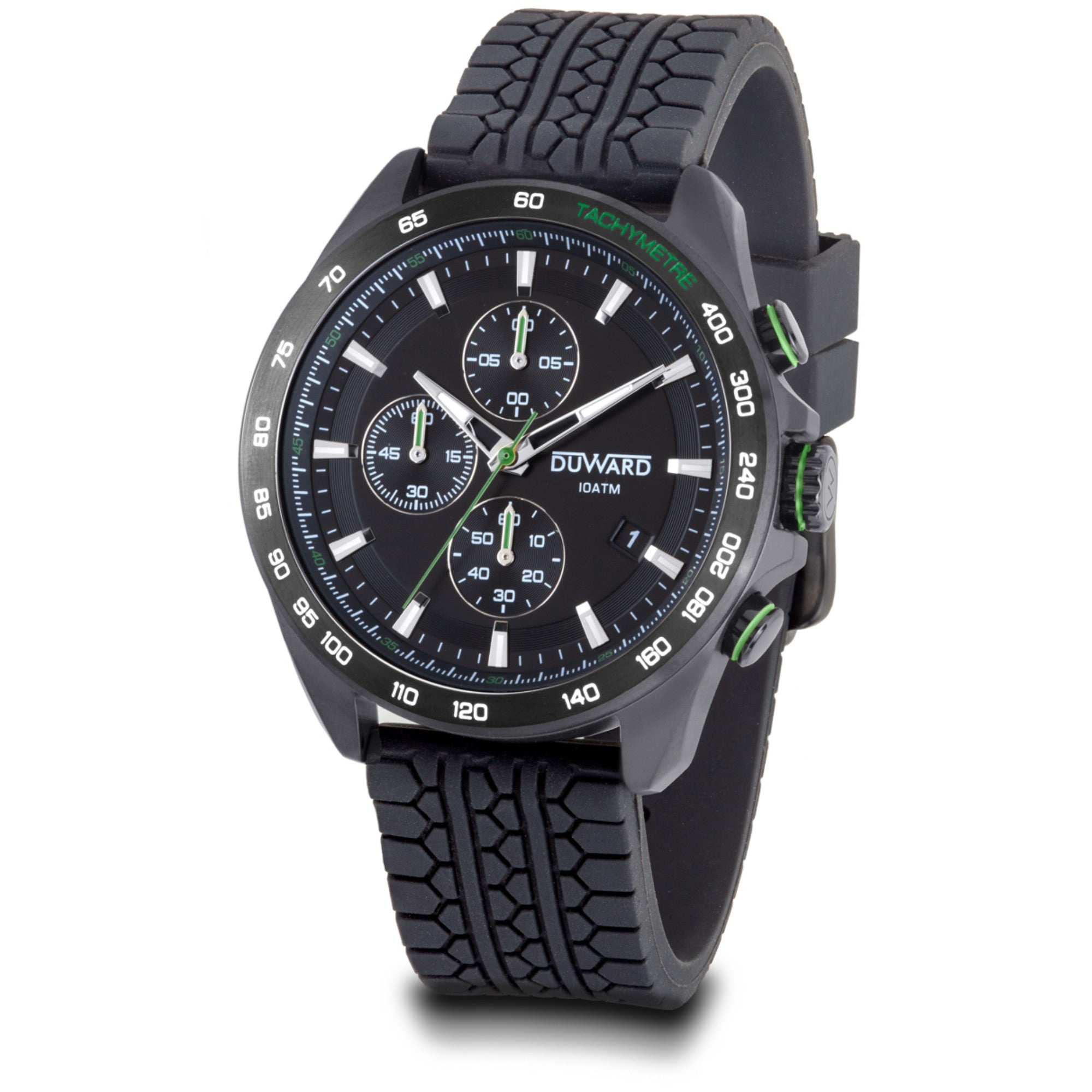 Reloj Hombre Deportivo Cronógrafo caja acero IP negra esfera silicona