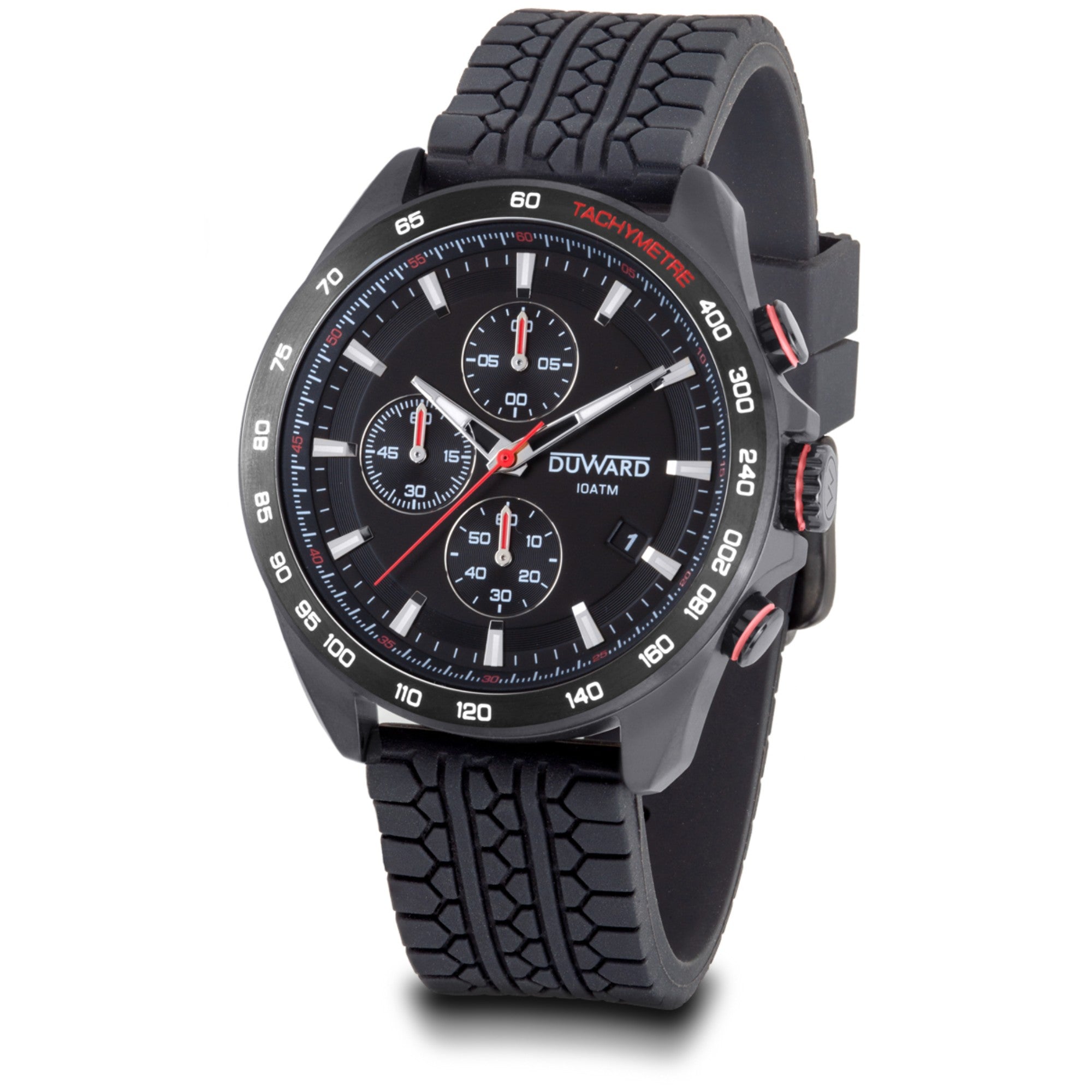 Reloj Hombre Deportivo Cronógrafo caja acero IP negra esfera silicona