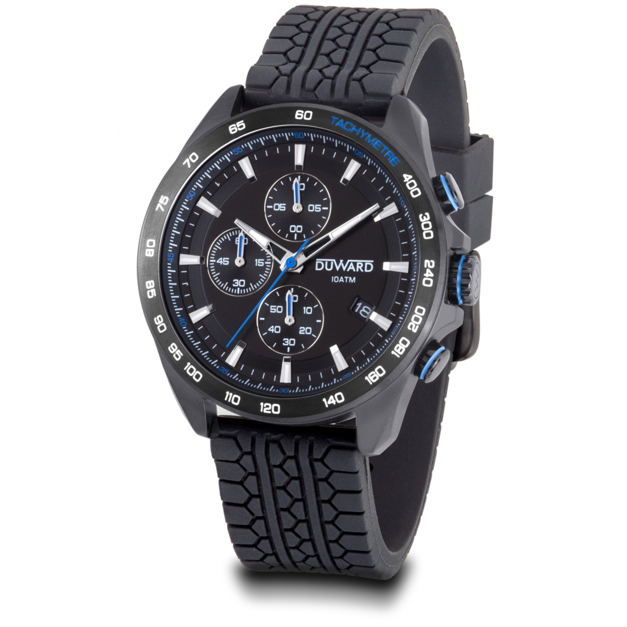 Reloj Hombre Deportivo Cronógrafo caja acero IP negra esfera silicona