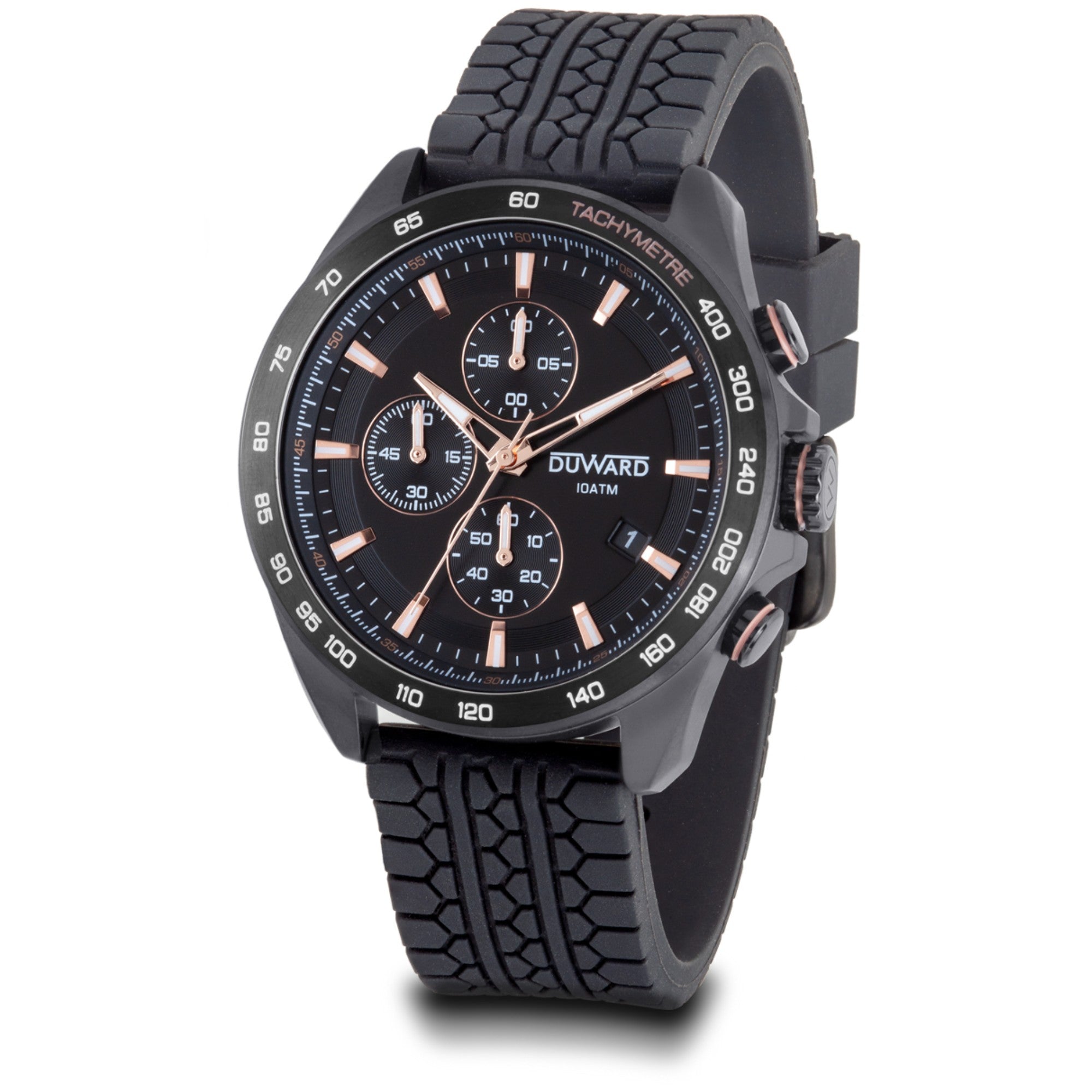 Reloj Hombre Deportivo Cronógrafo caja acero IP negra esfera silicona