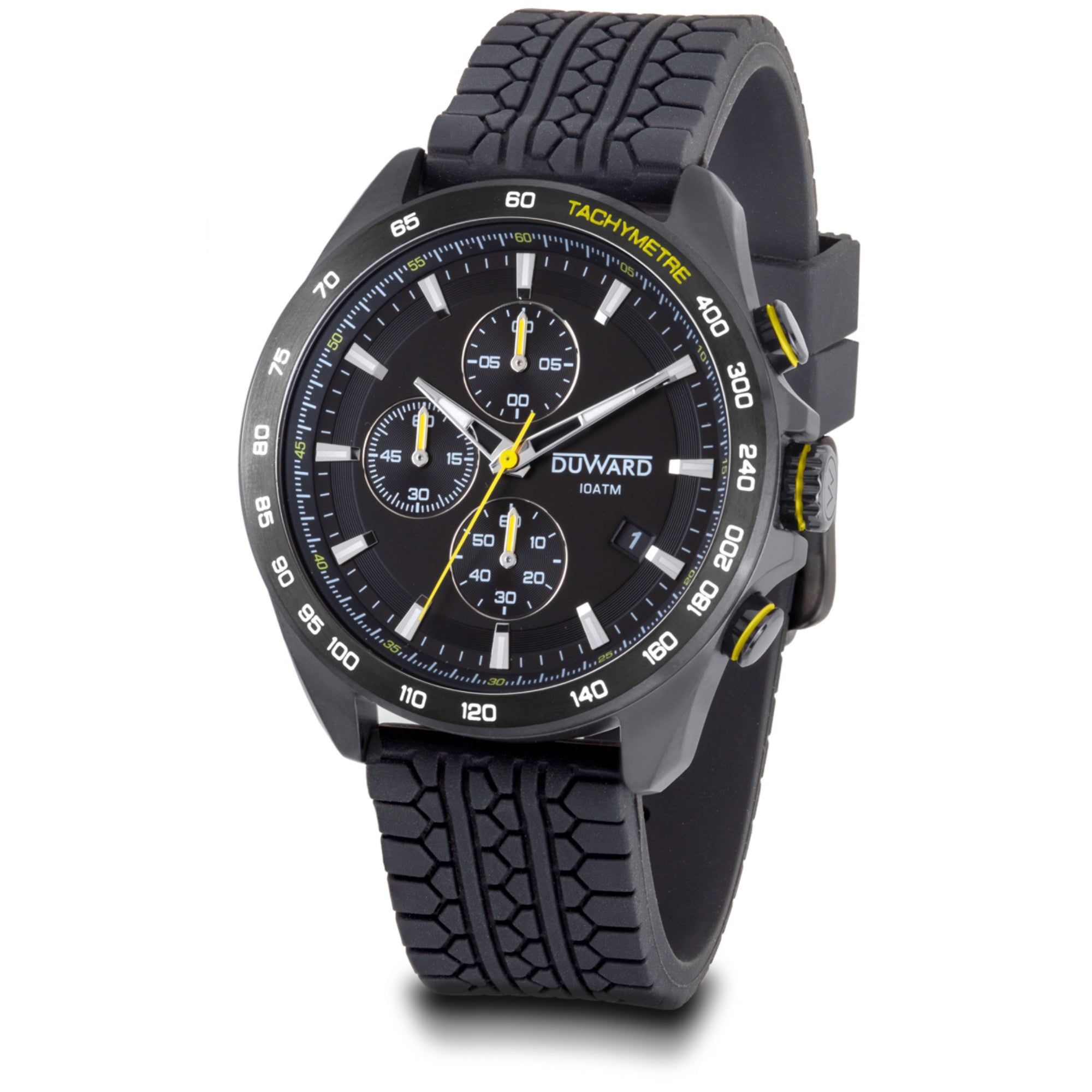 Reloj Hombre Deportivo Cronógrafo caja acero IP negra esfera silicona